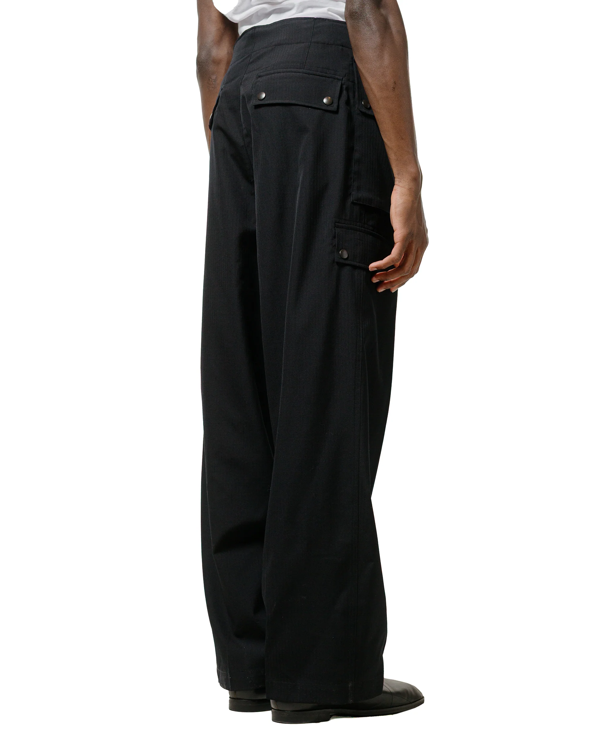 Auralee Wool Herringbone Cargo Pants Black - Image 3