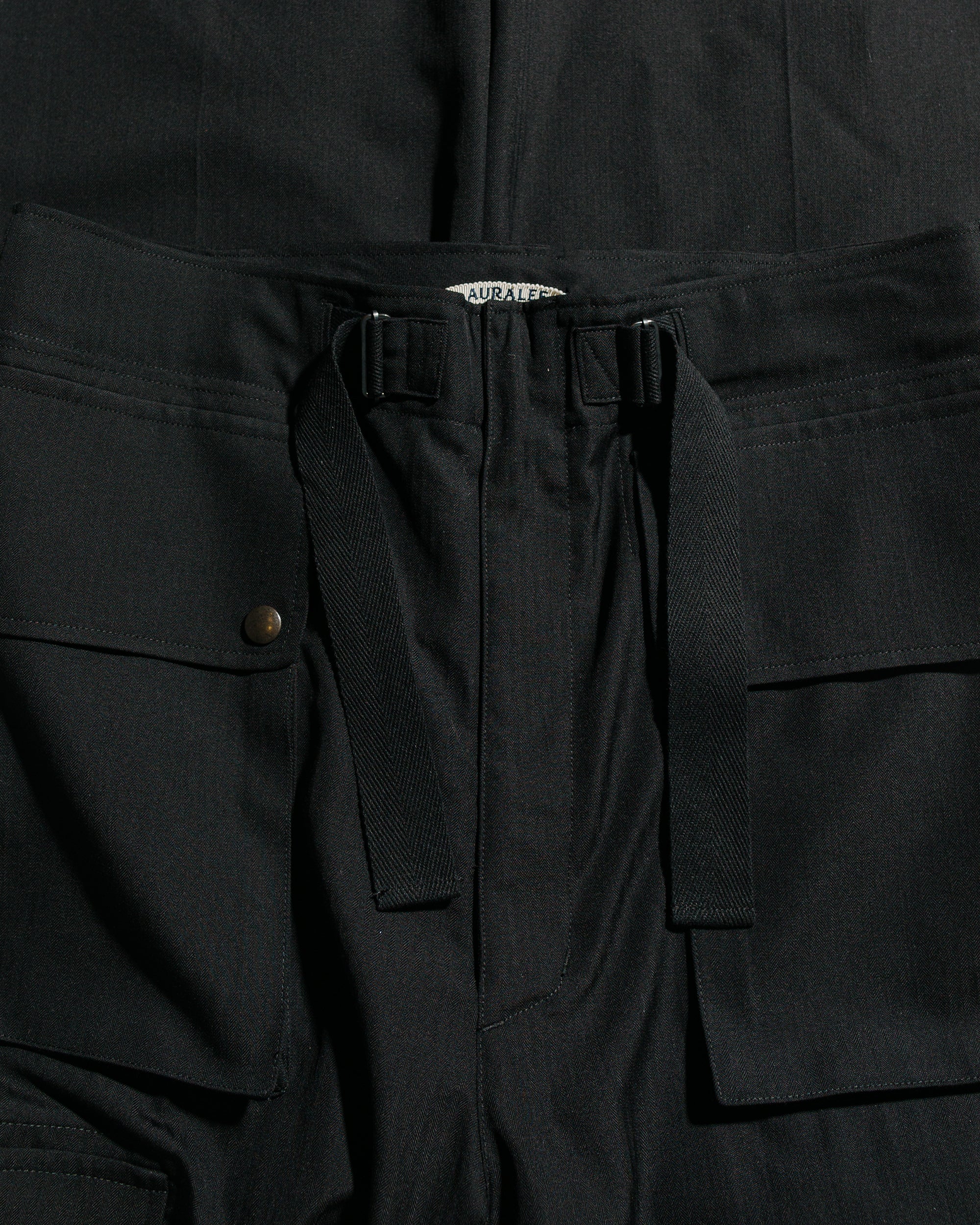 Auralee Wool Herringbone Cargo Pants Black - Image 5