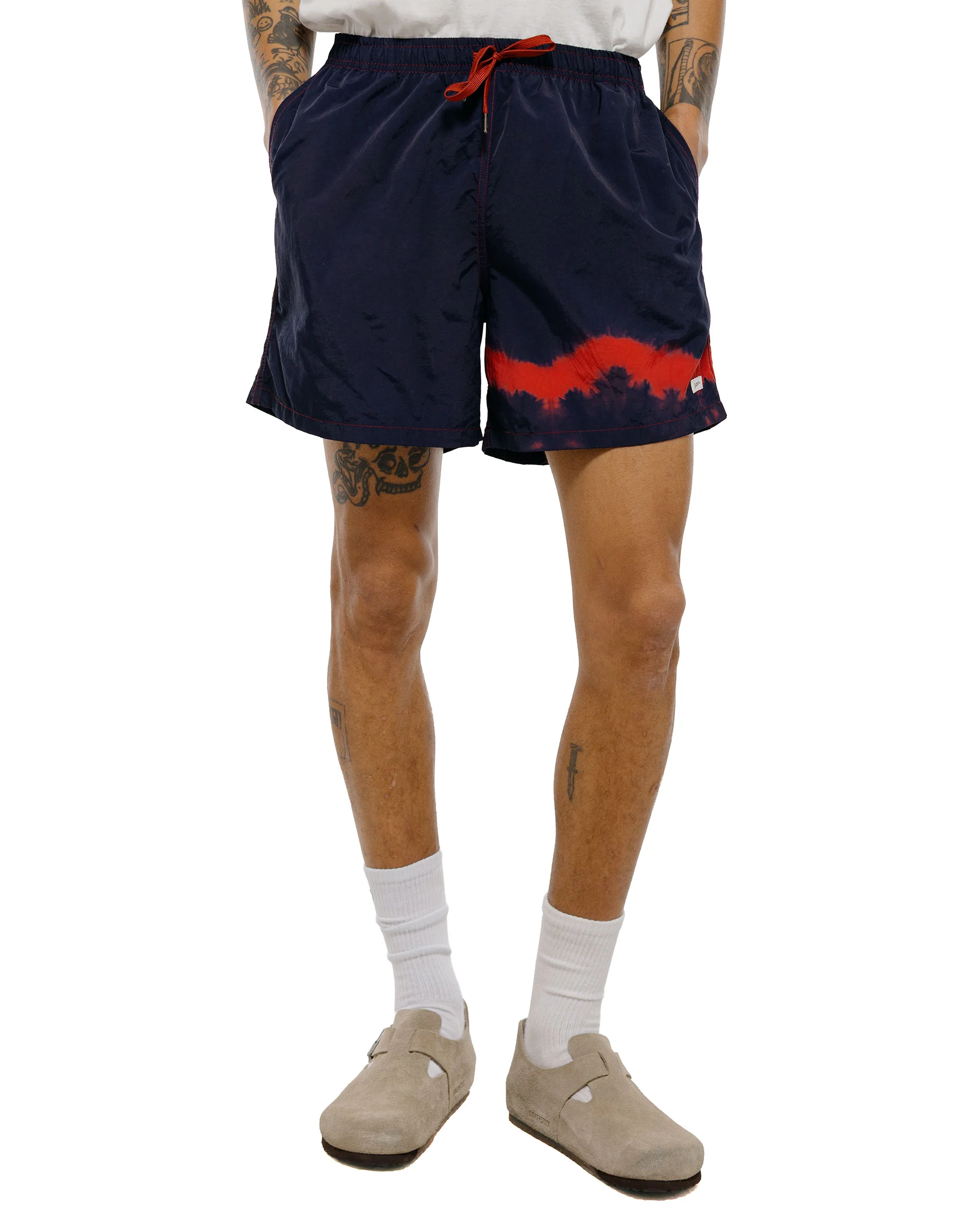 Bather Caeterpillar Over Dyed Indigo Red Swim Trunk - Image 2