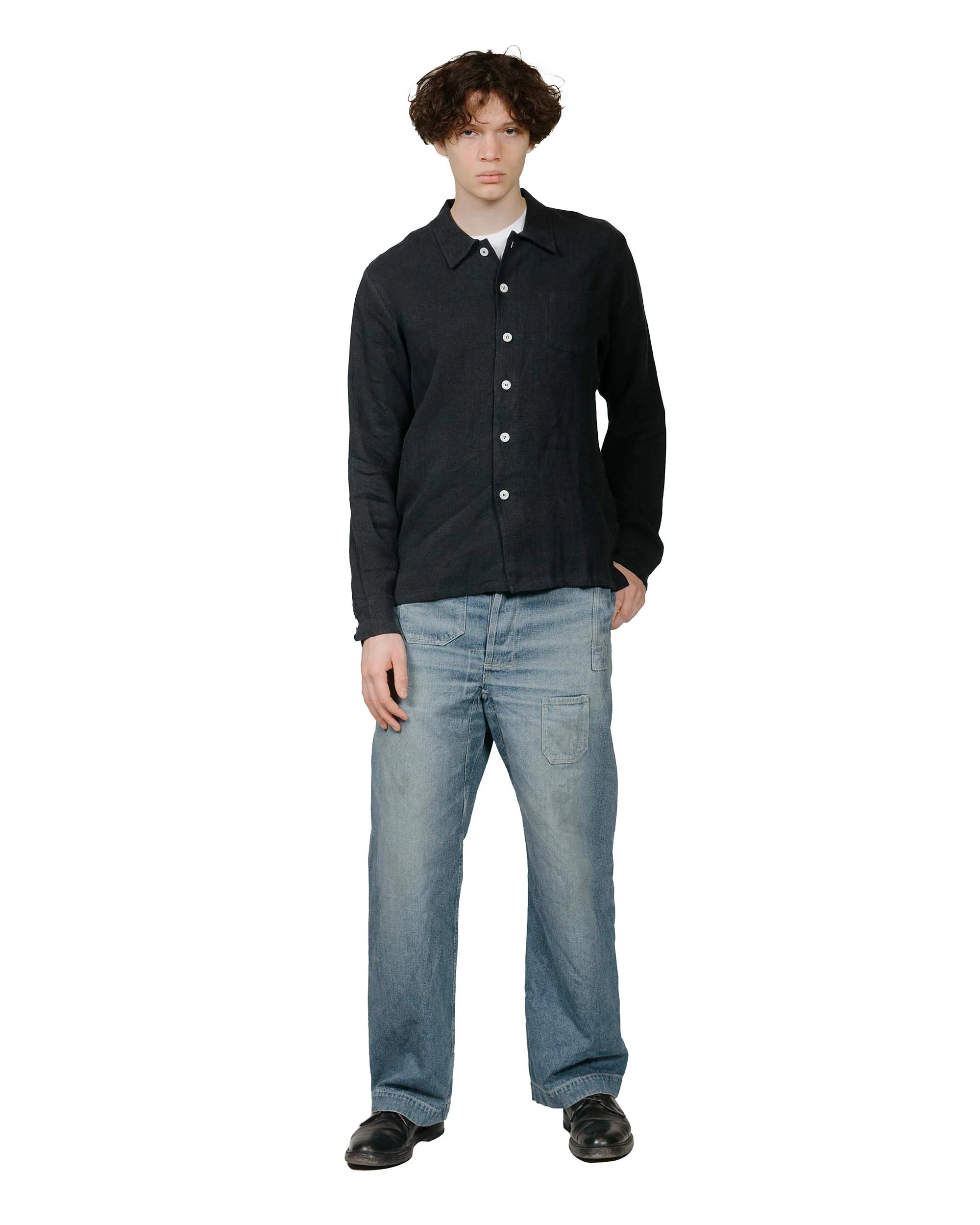 Bather Coal Linen Leisure Shirt - Image 4