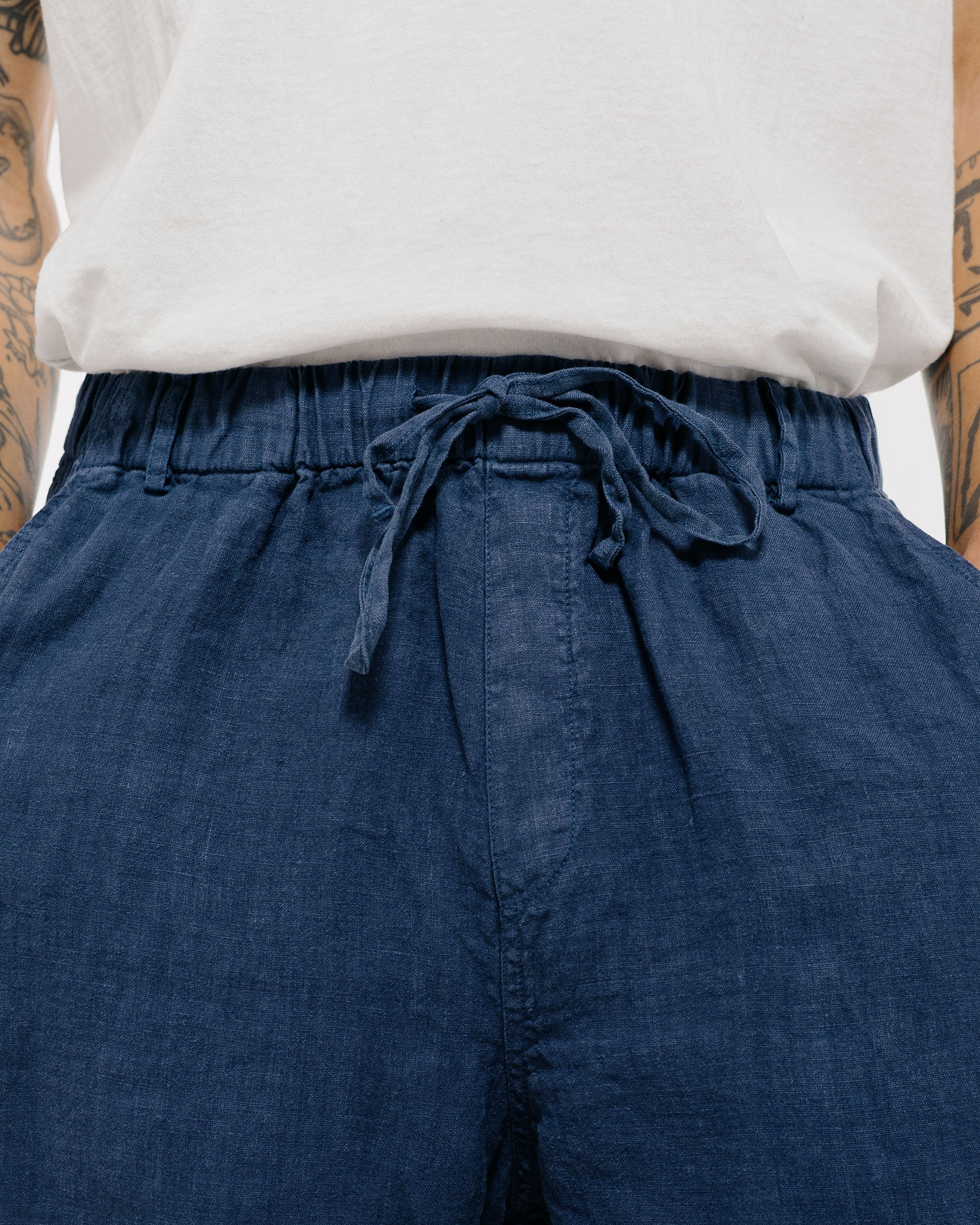 Bather Navy Linen Leisure Short - Image 3