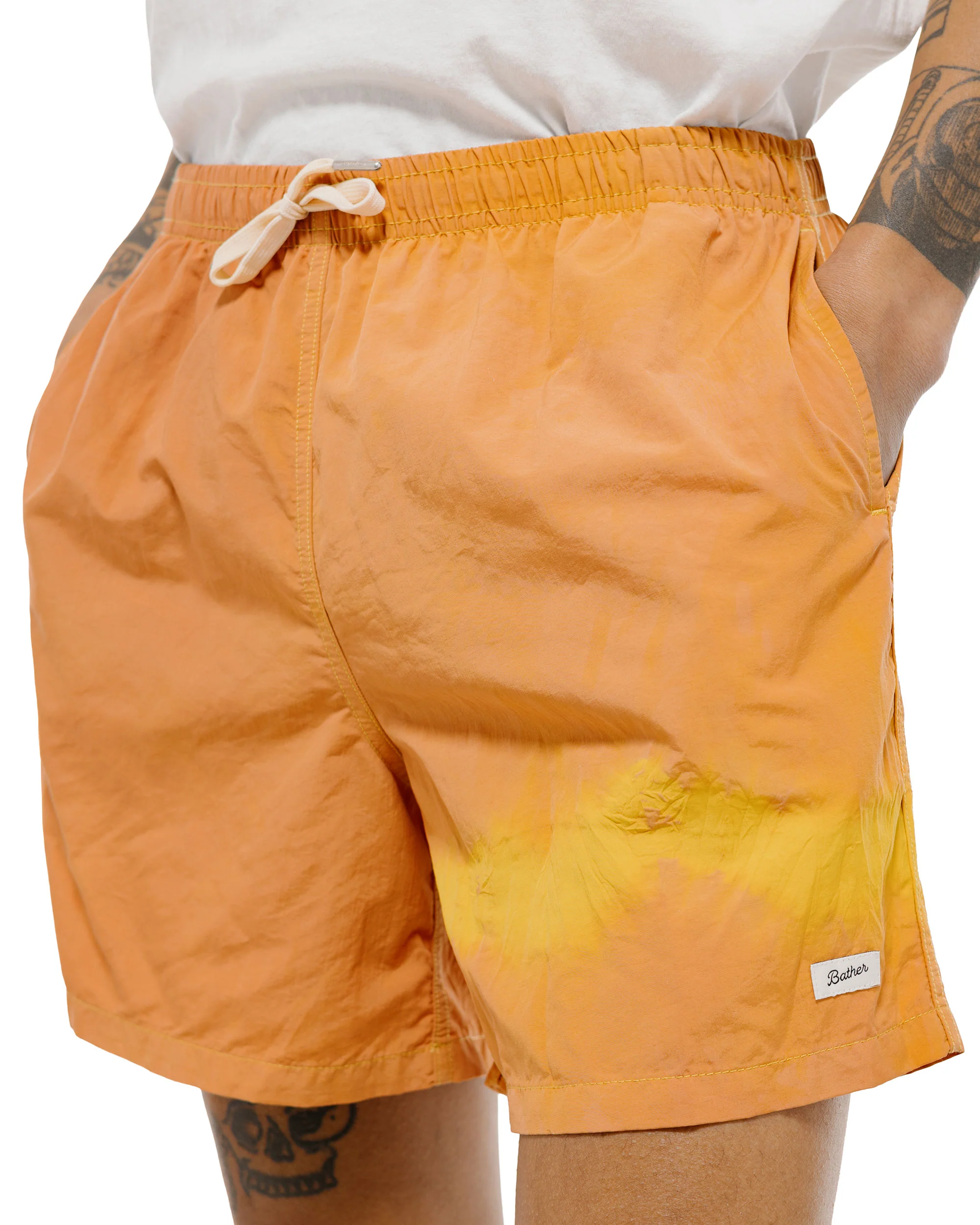 Bather Caeterpillar Over Dyed Madder Tangerine Swim Trunk - Image 3