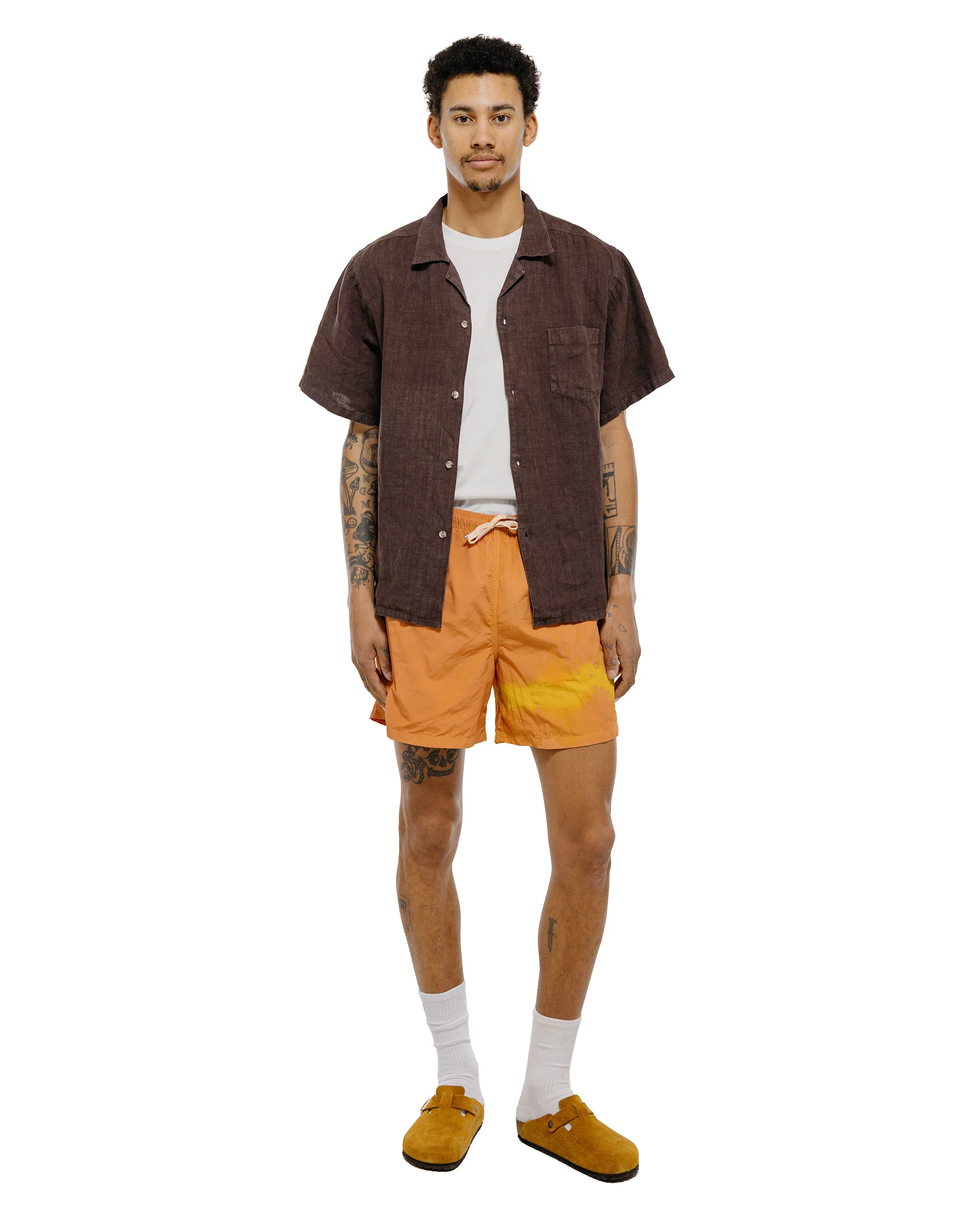 Bather Caeterpillar Over Dyed Madder Tangerine Swim Trunk - Image 5