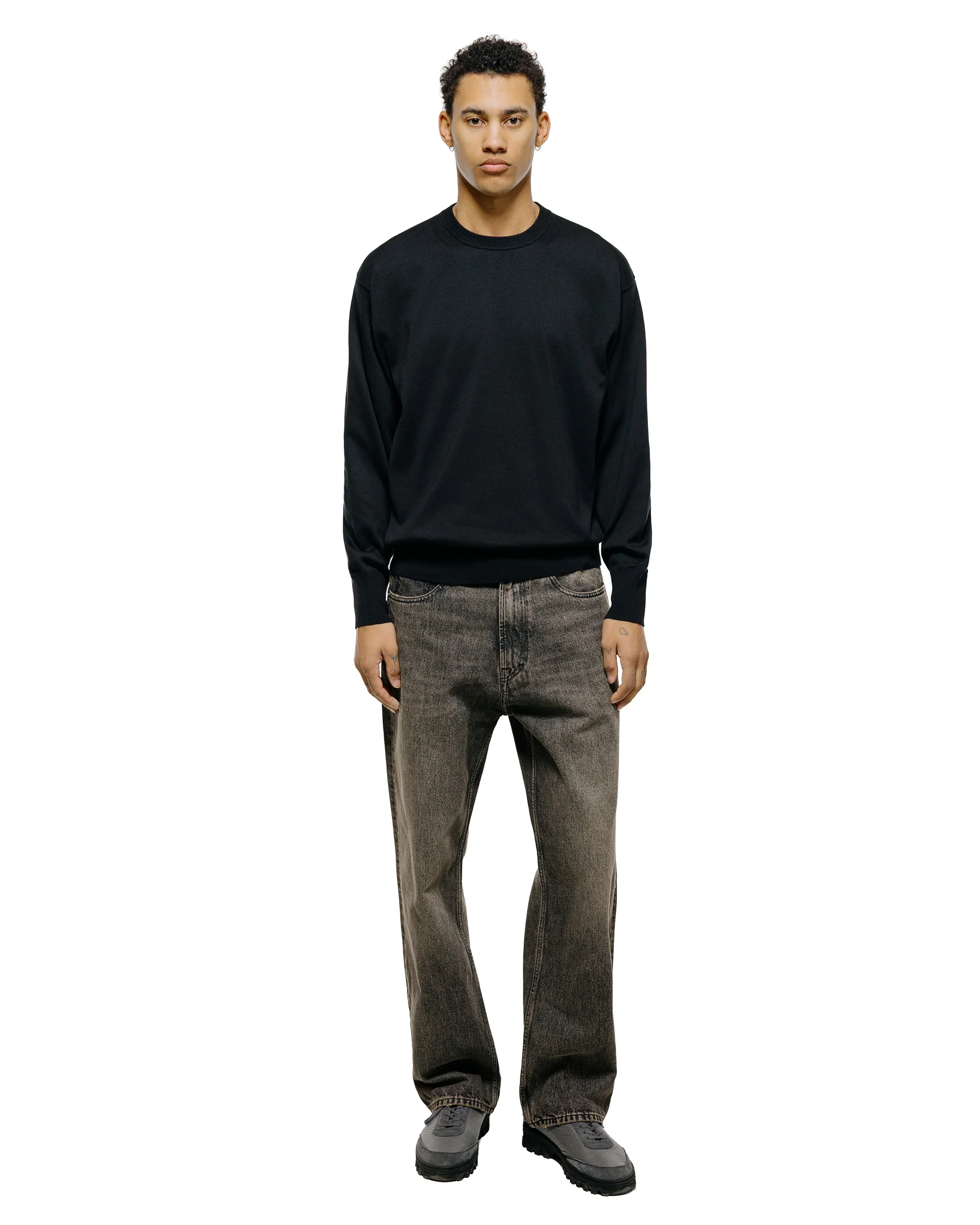 Batoner Caribbean Sea Island Cotton Crew Neck Black - Image 4
