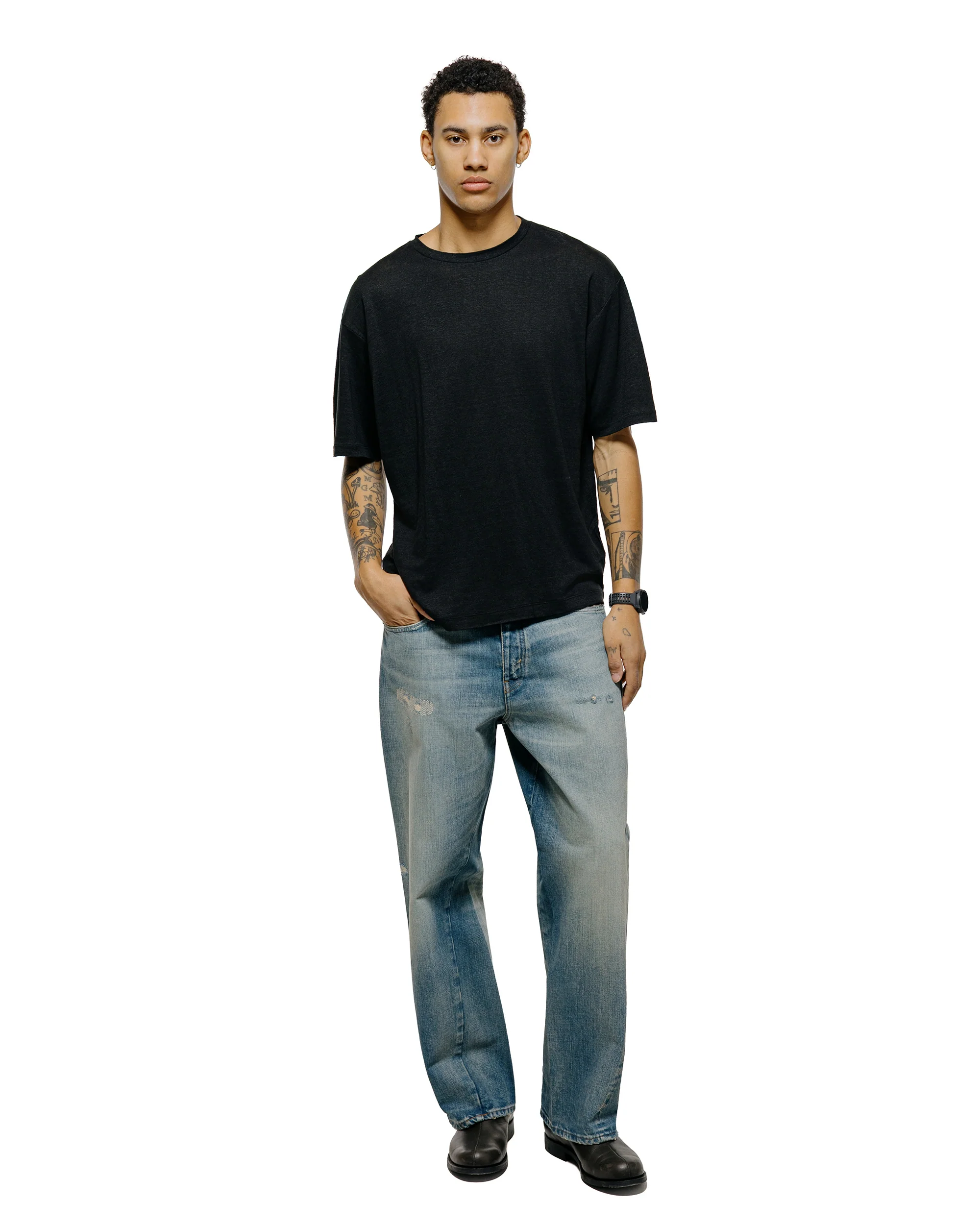 Batoner Normandy Linen T-Shirt Black - Image 4