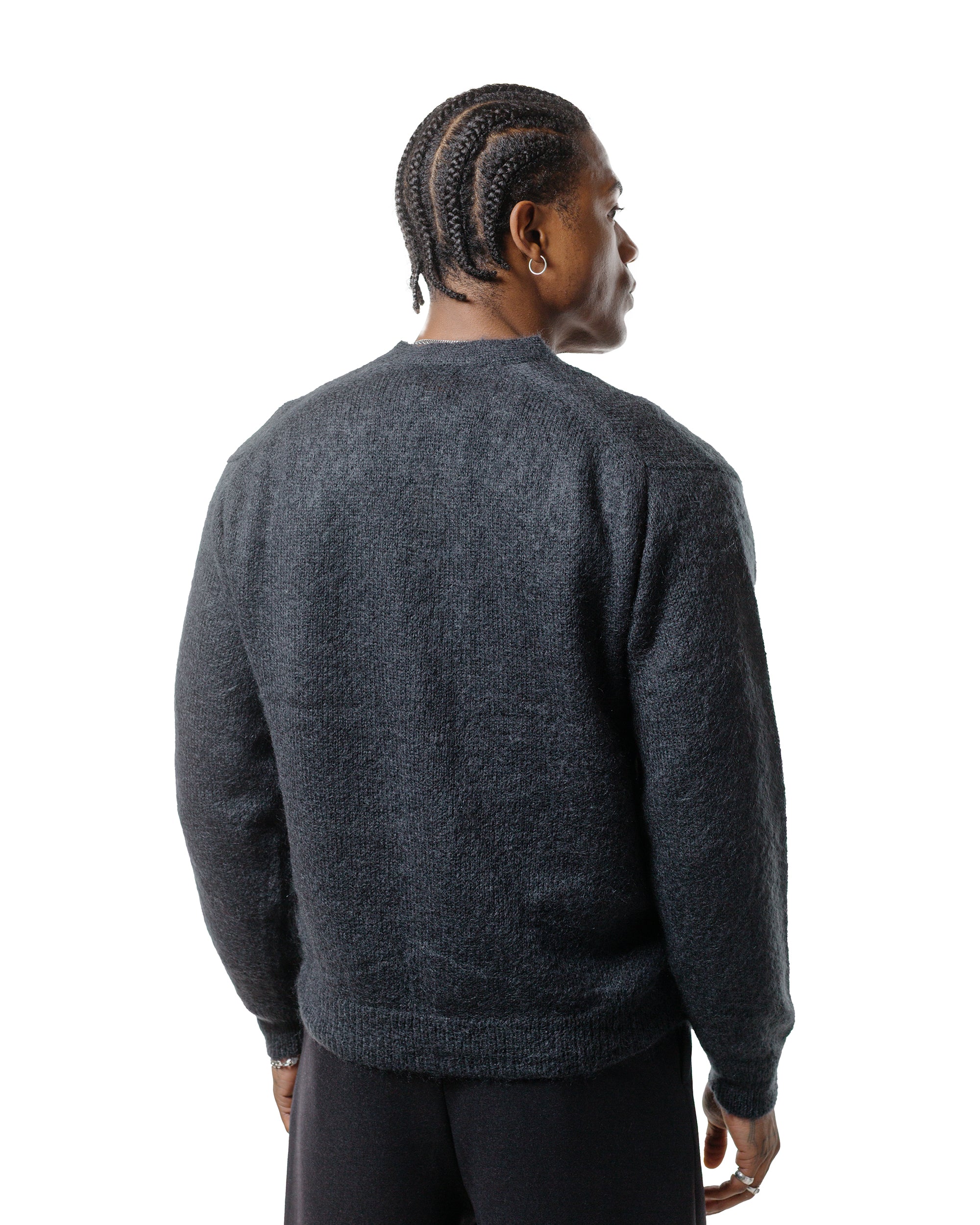 Batoner Pure Mohair V Cardigan Charcoal Blue - Image 3