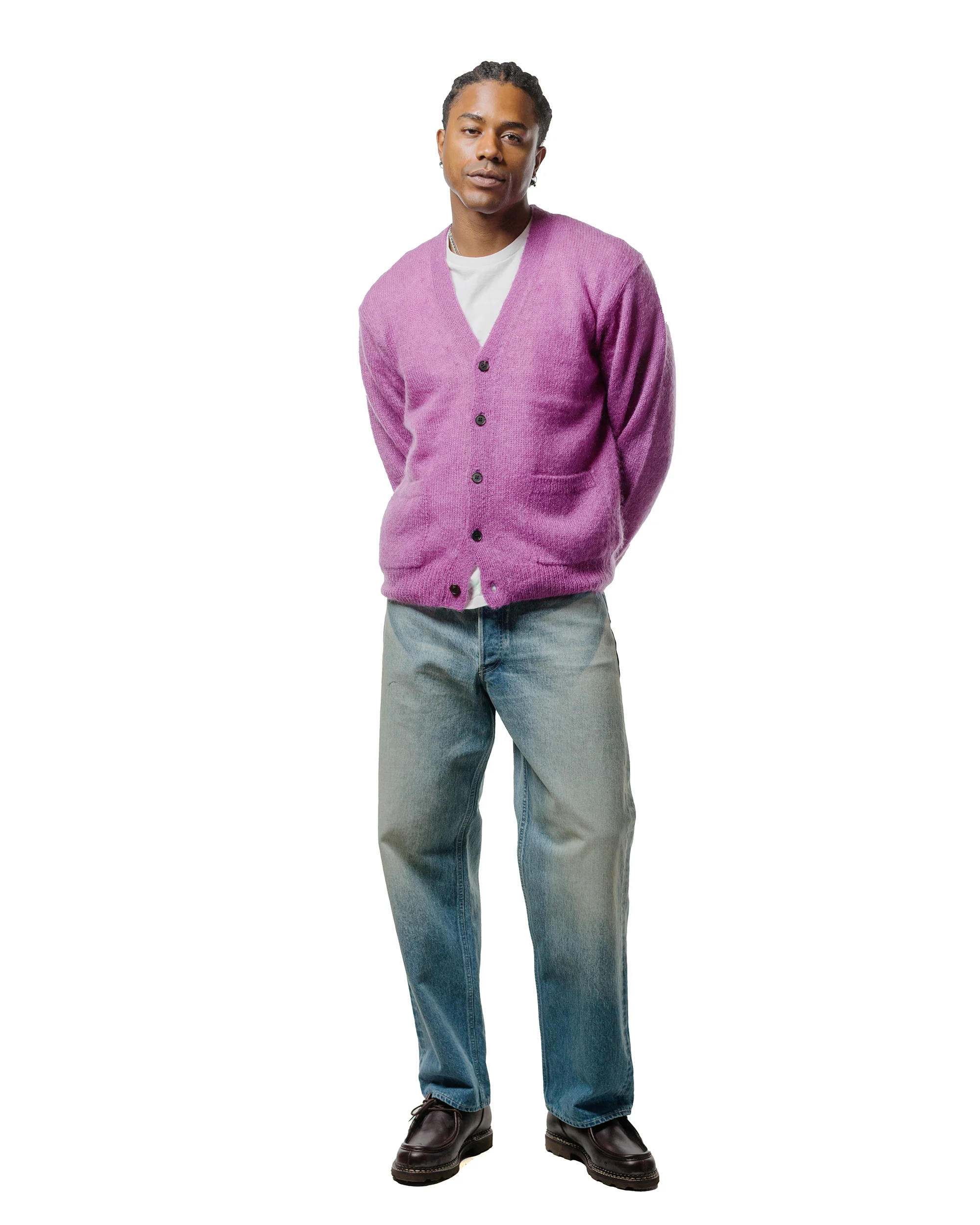 Batoner Pure Mohair V Cardigan Purple - Image 4