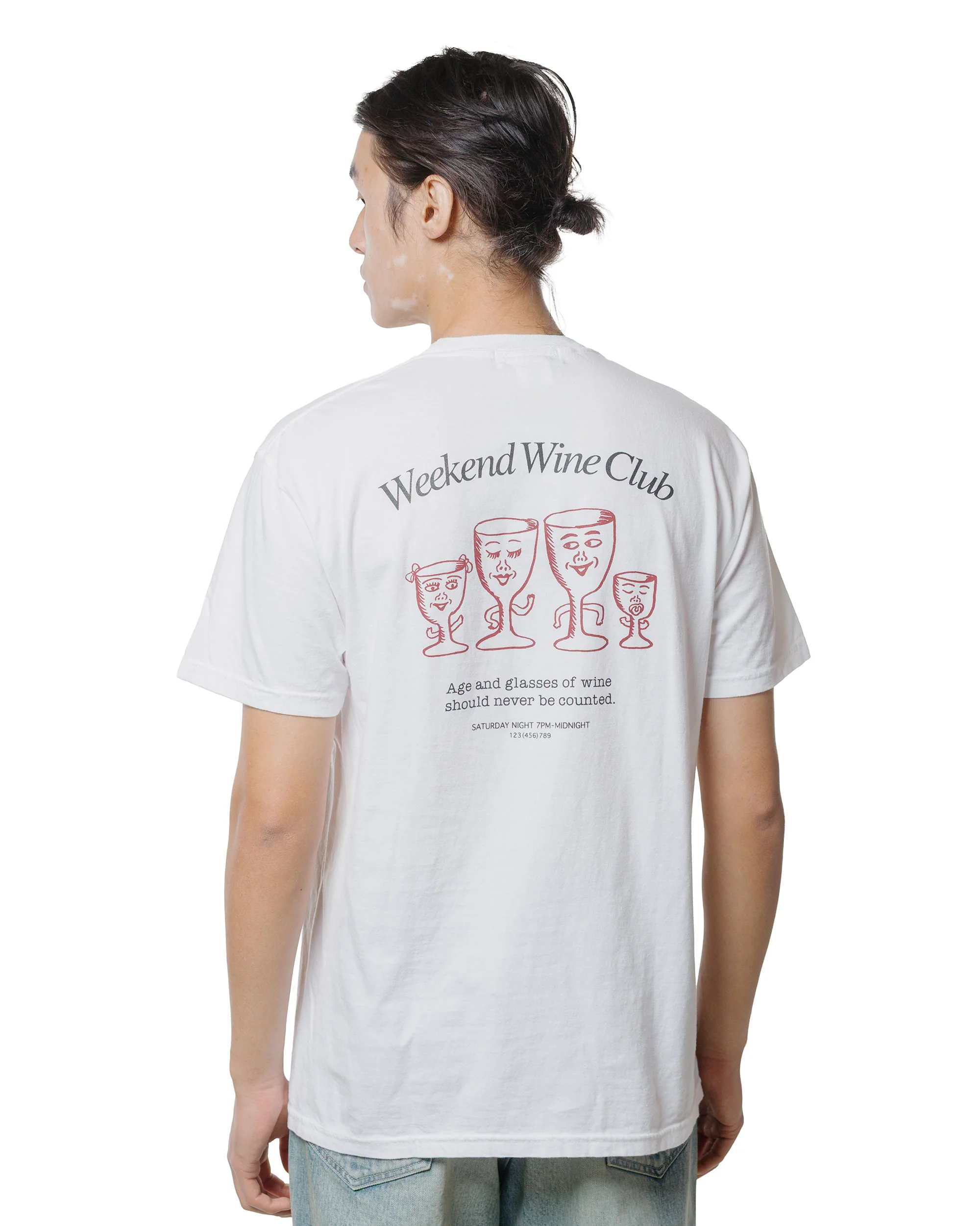 Beams Japan Hongama 'Weekend Wine Club' T-Shirt White - Image 3