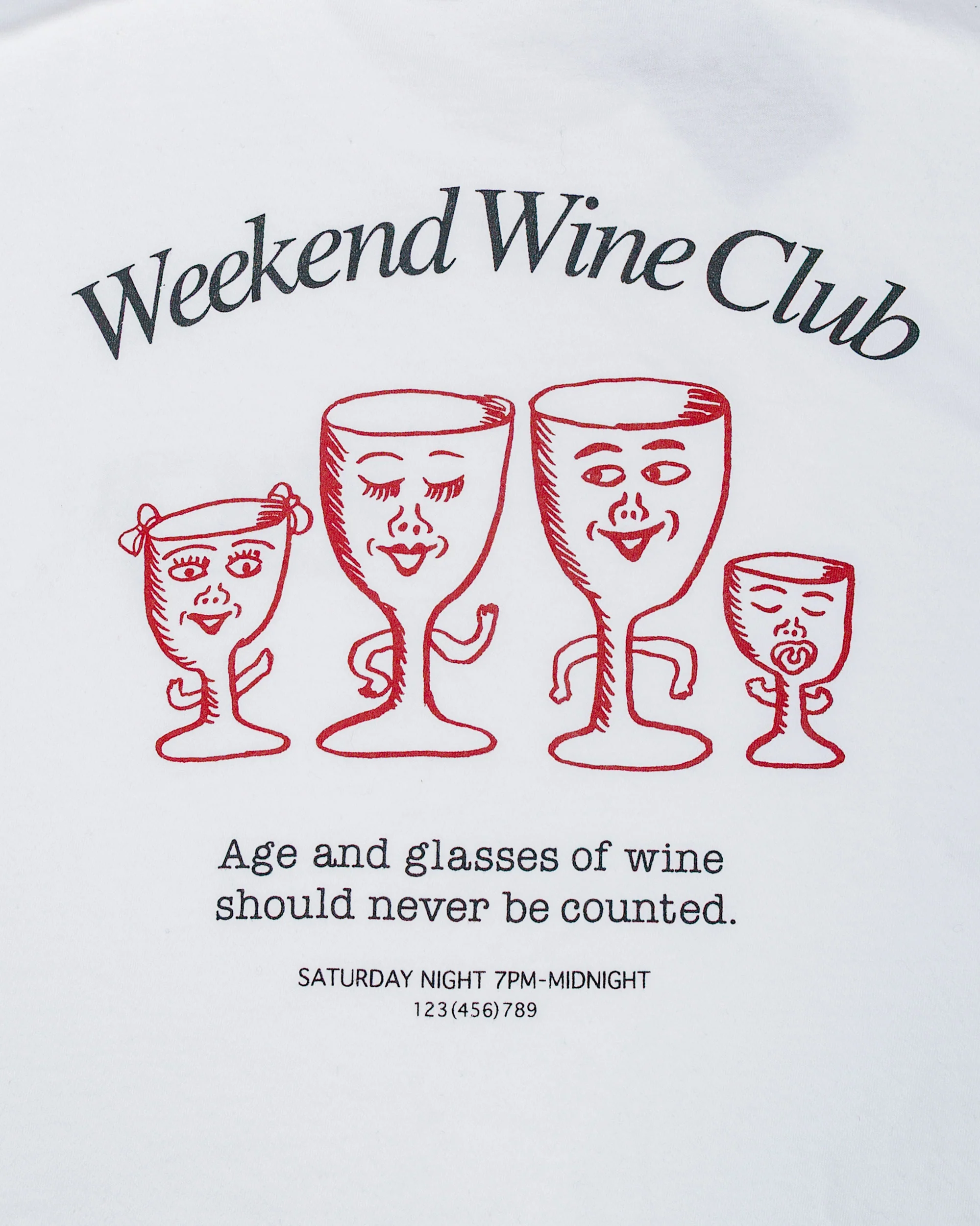 Beams Japan Hongama 'Weekend Wine Club' T-Shirt White - Image 4