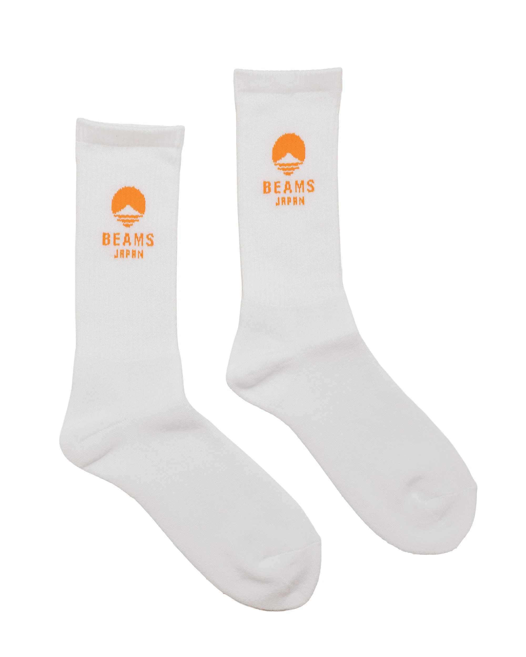 Beams Japan Logo Socks White/Orange - Image 2