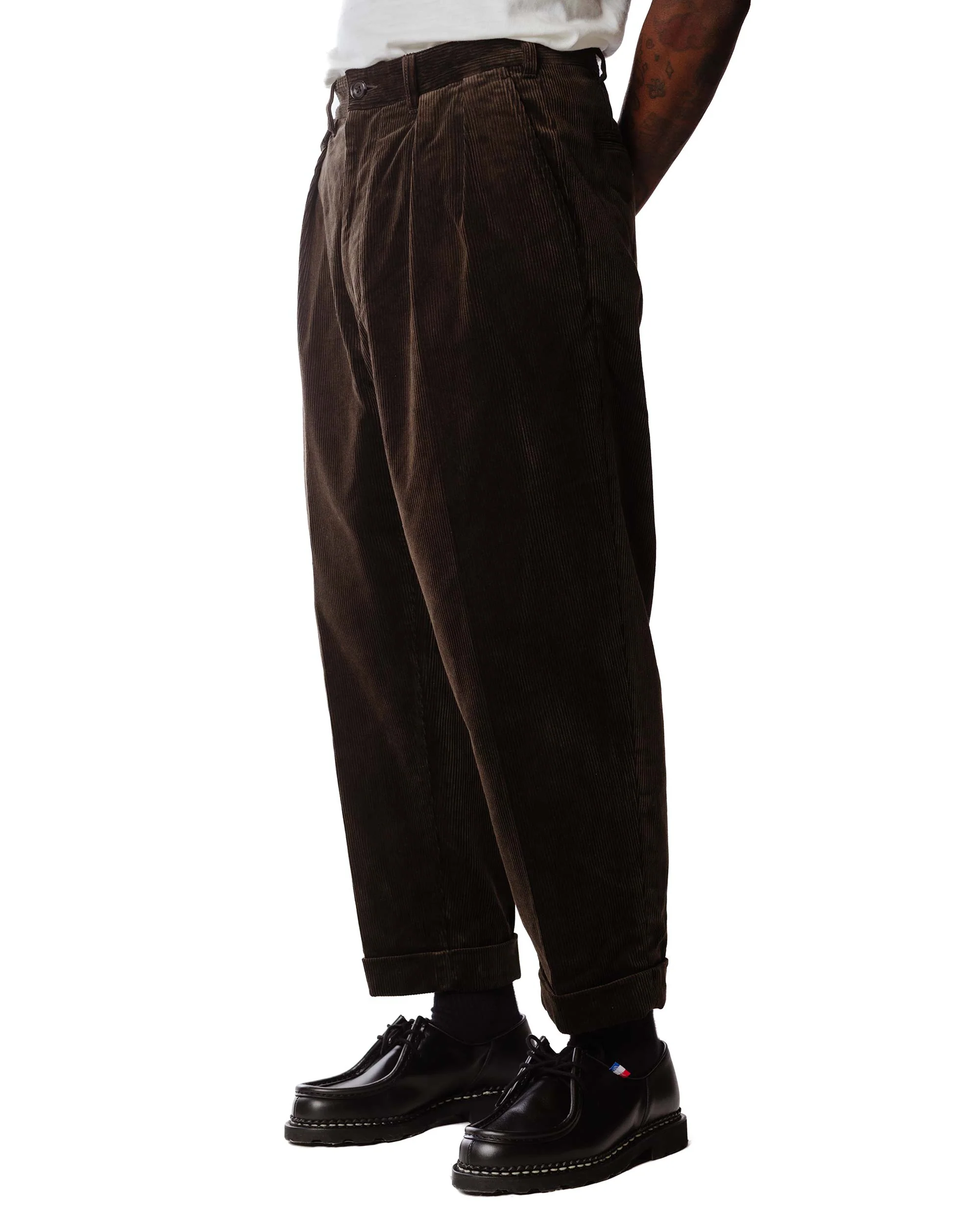 Beams Plus 2Pleats Corduroy Dark Brown - Image 2