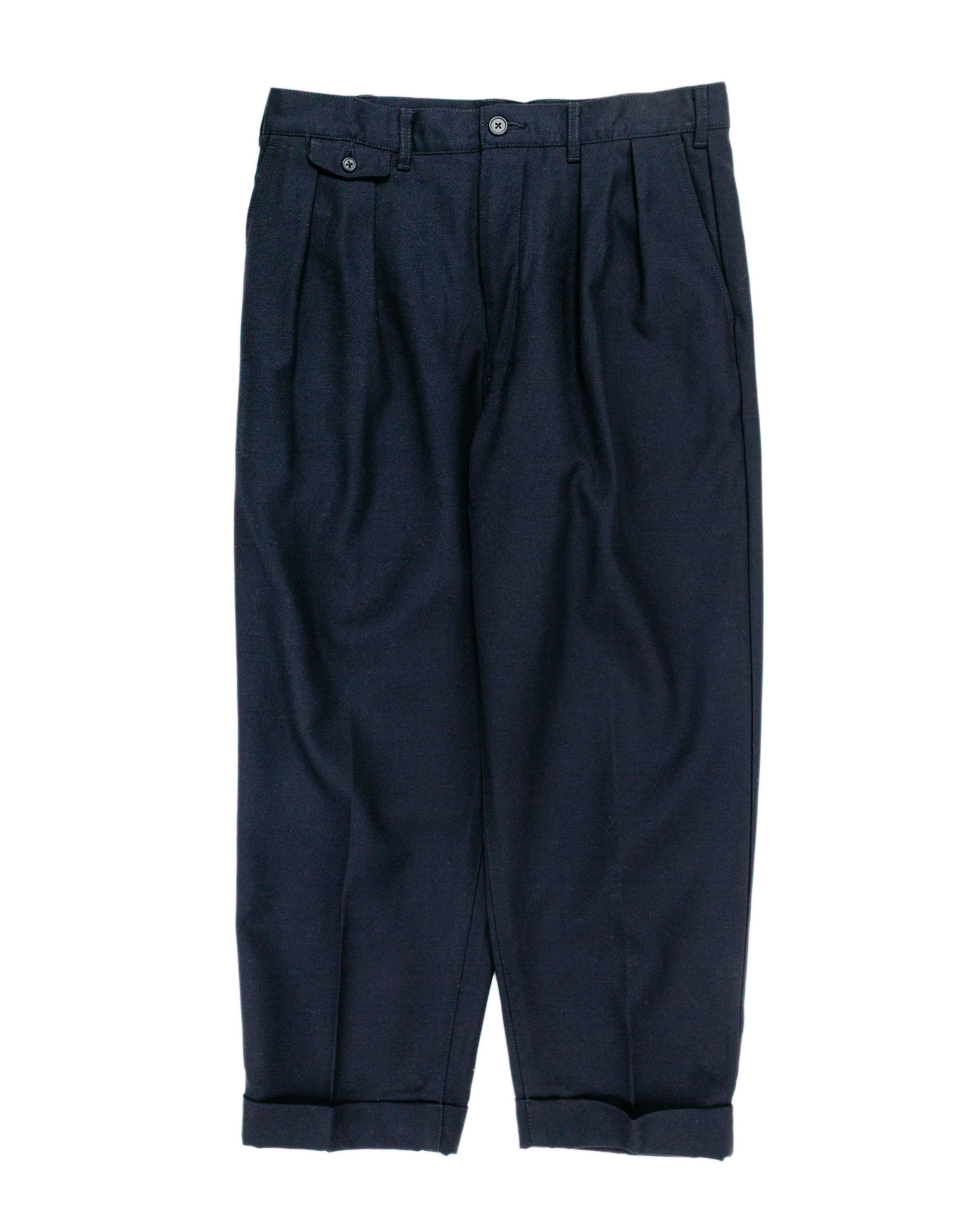 Beams Plus 2Pleats Laundry Wool Navy