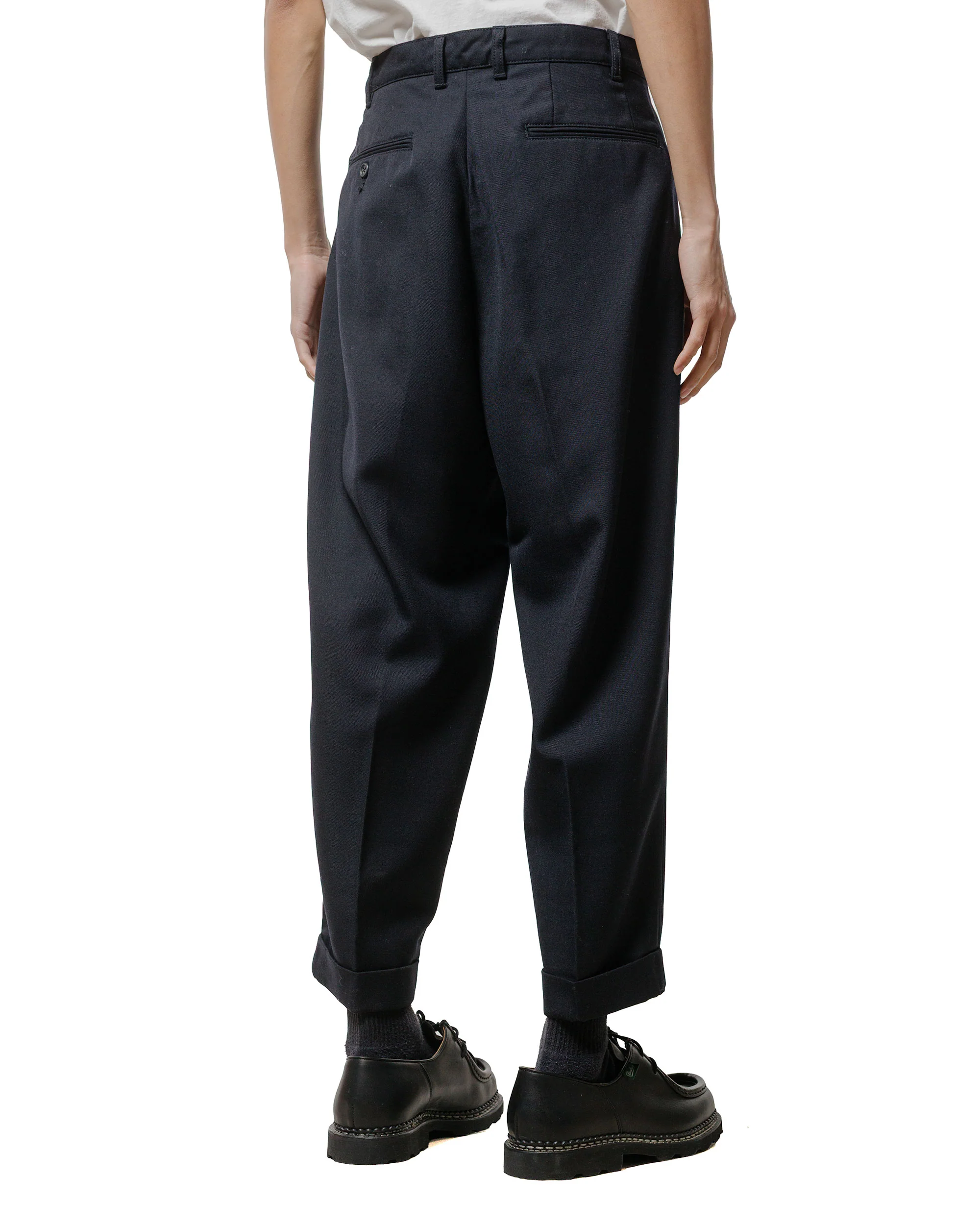 Beams Plus 2Pleats Laundry Wool Navy - Image 3