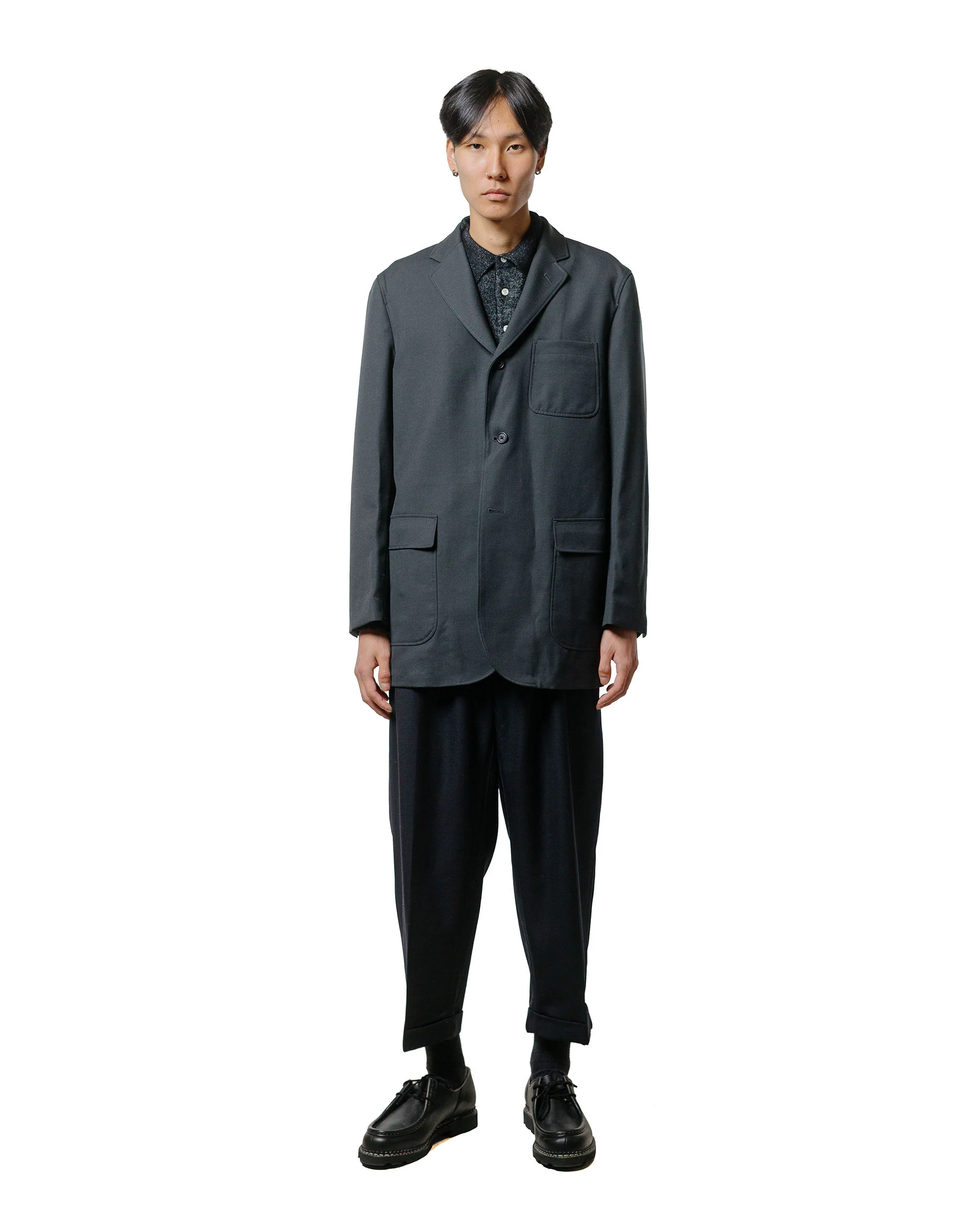 Beams Plus 2Pleats Laundry Wool Navy - Image 4