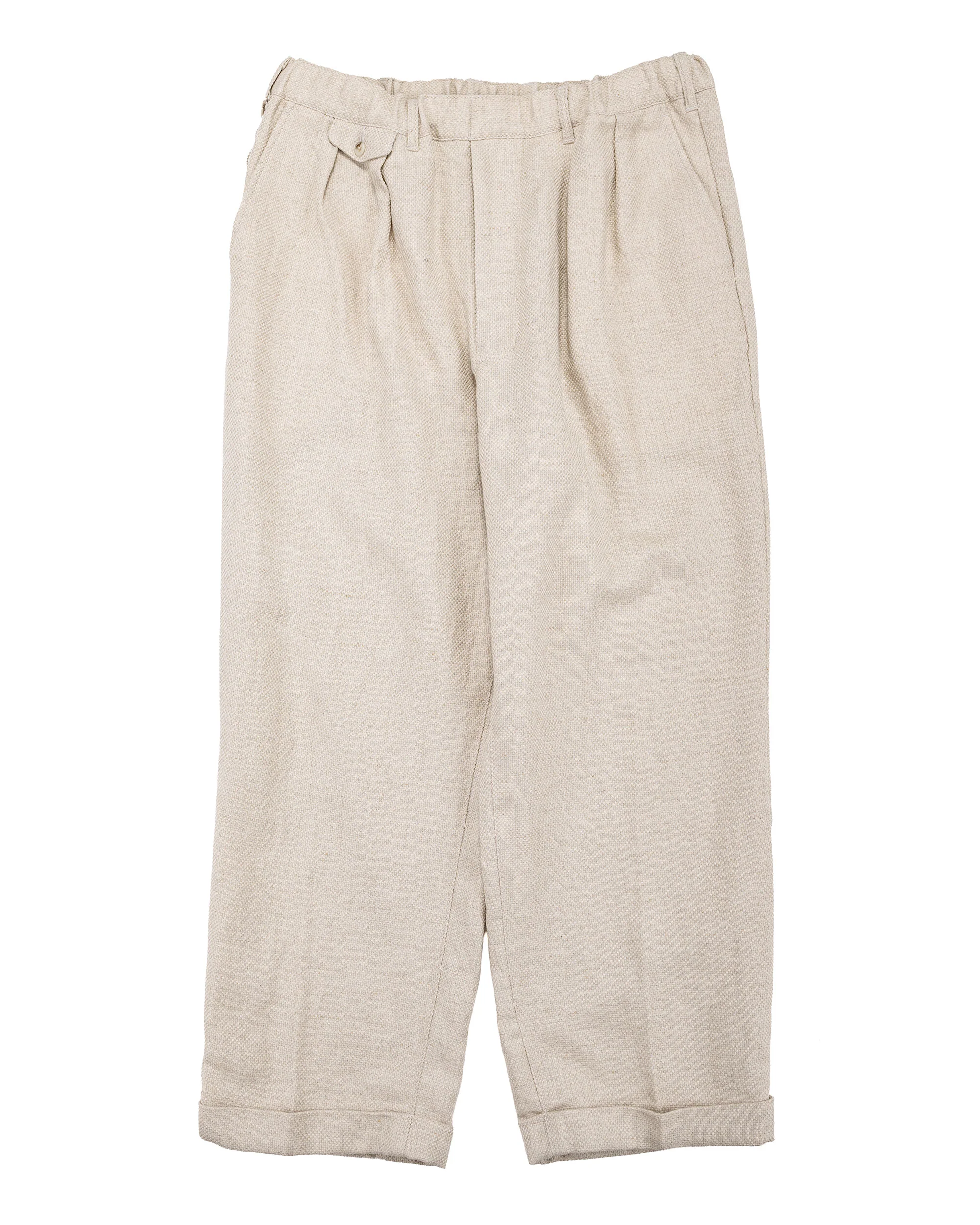 Beams Plus 2Pleats Relax Trousers Linen Cotton Off White