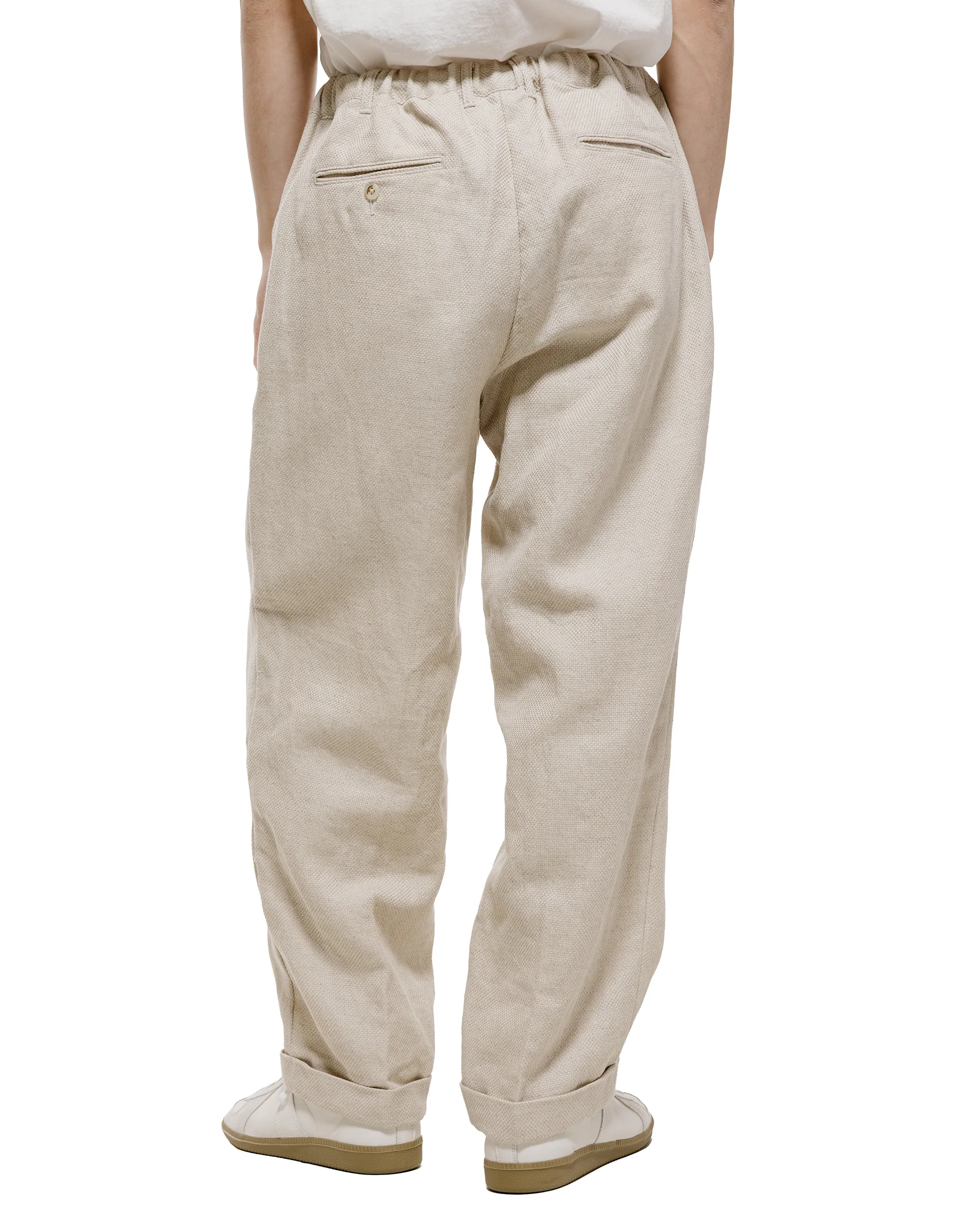 Beams Plus 2Pleats Relax Trousers Linen Cotton Off White - Image 3
