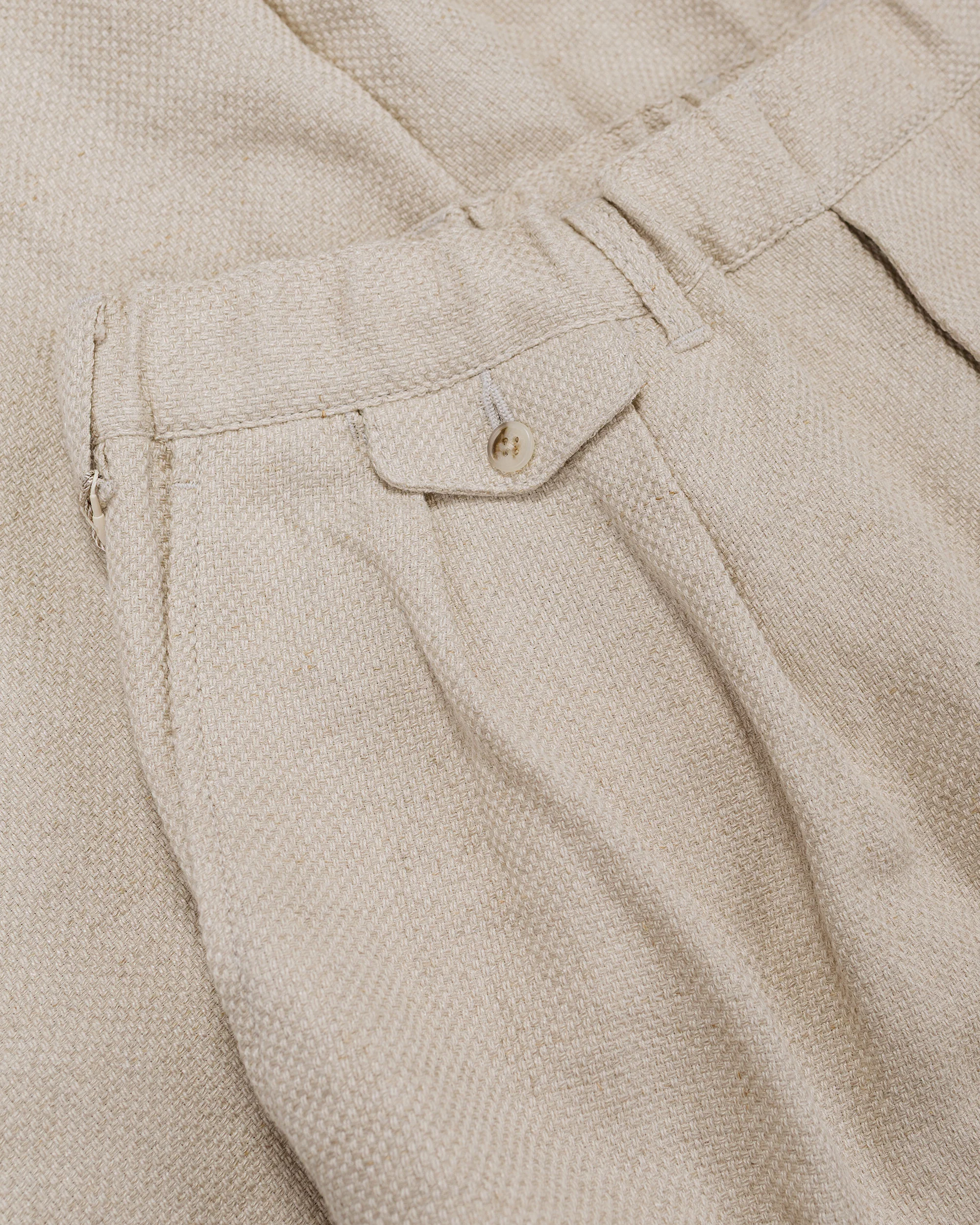 Beams Plus 2Pleats Relax Trousers Linen Cotton Off White - Image 5