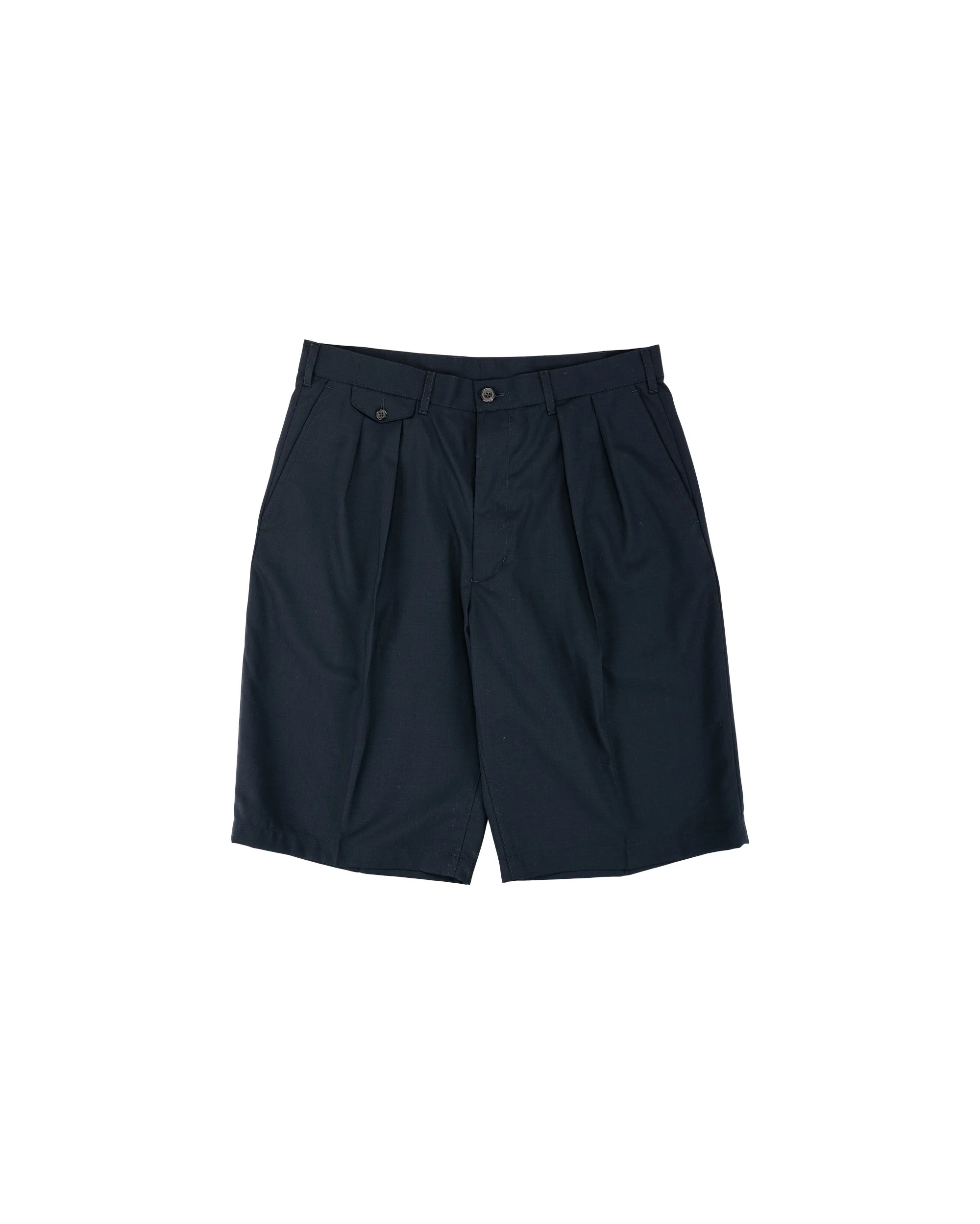 Beams Plus 2Pleats Shorts Wool Tropical Navy