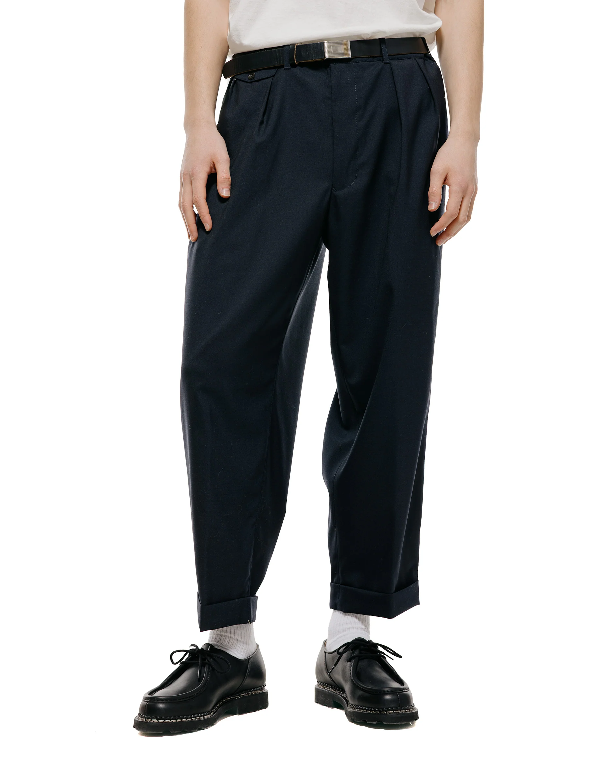 Beams Plus 2Pleats Wool Tropical Dark Navy - Image 2