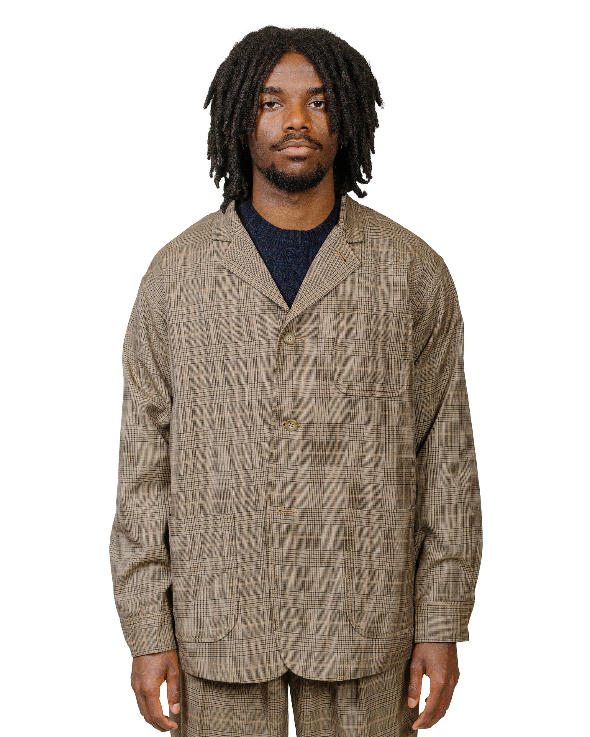 Beams Plus 4B Cuffs Jacket TW Plaid Light Brown - Image 2