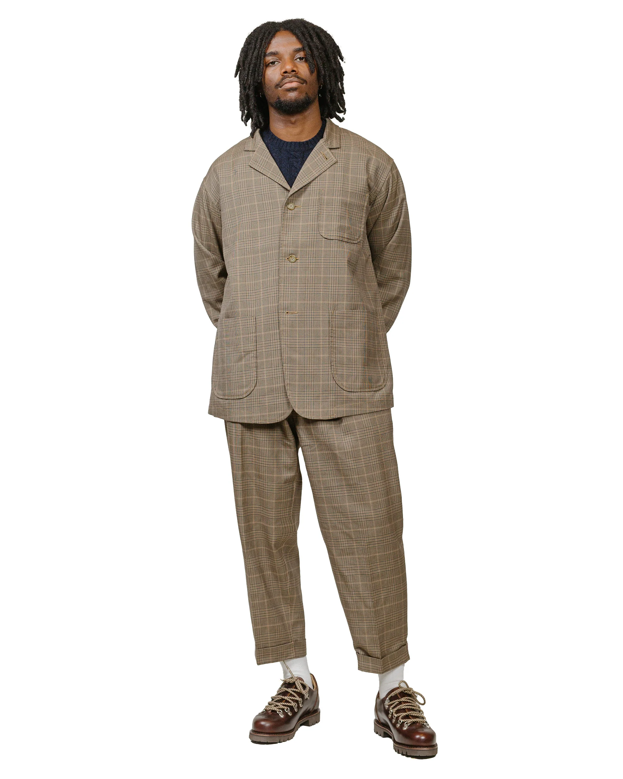 Beams Plus 4B Cuffs Jacket TW Plaid Light Brown - Image 4