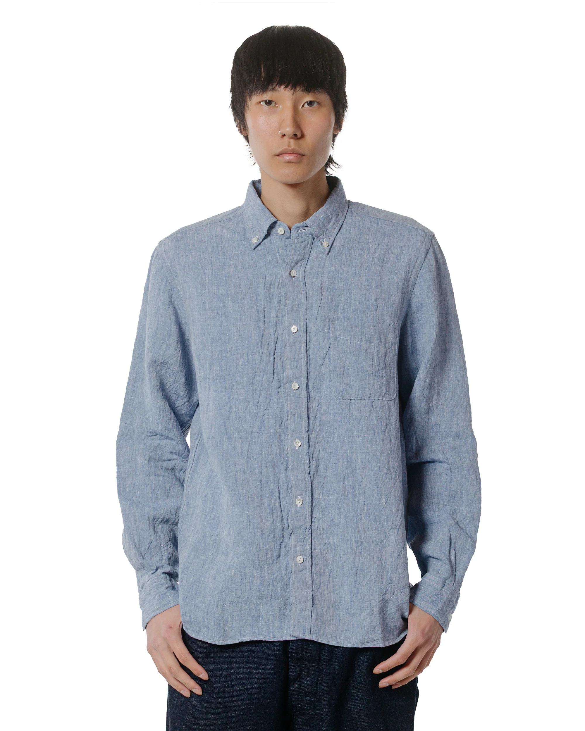 Beams Plus B.D. 1/40 Linen Chambray Blue - Image 2