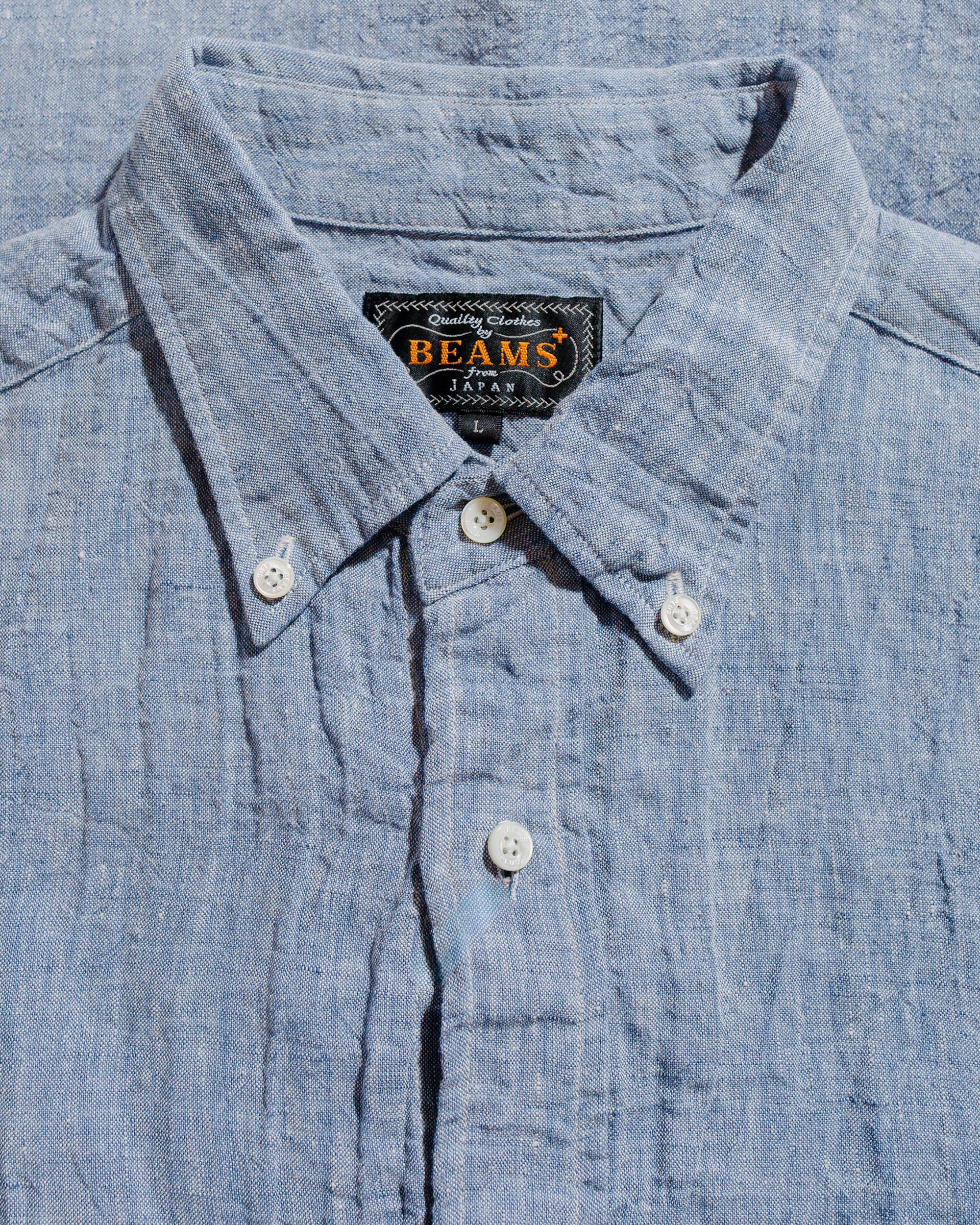 Beams Plus B.D. 1/40 Linen Chambray Blue - Image 5