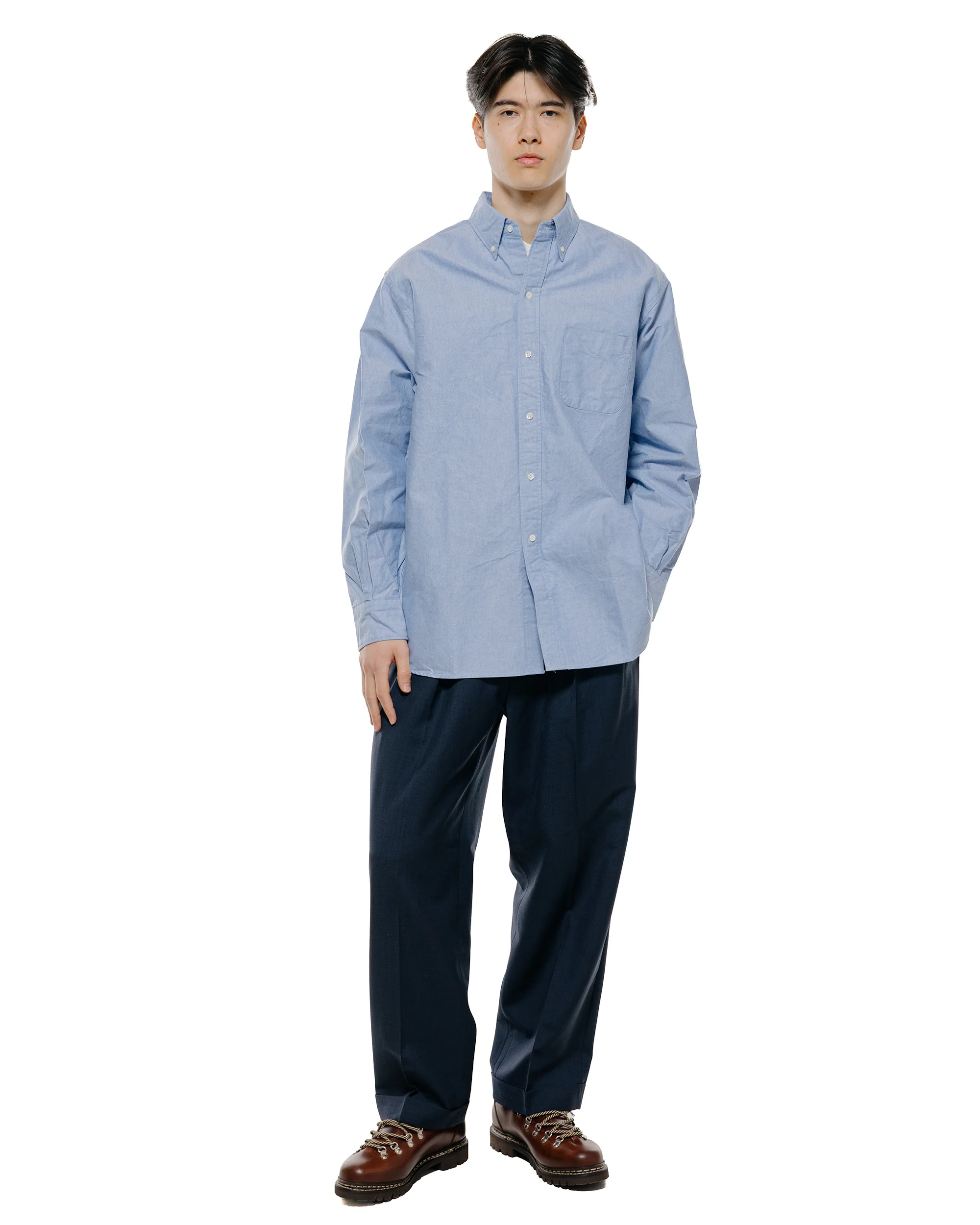 Beams Plus B.D. American Oxford Classic Fit Blue - Image 4