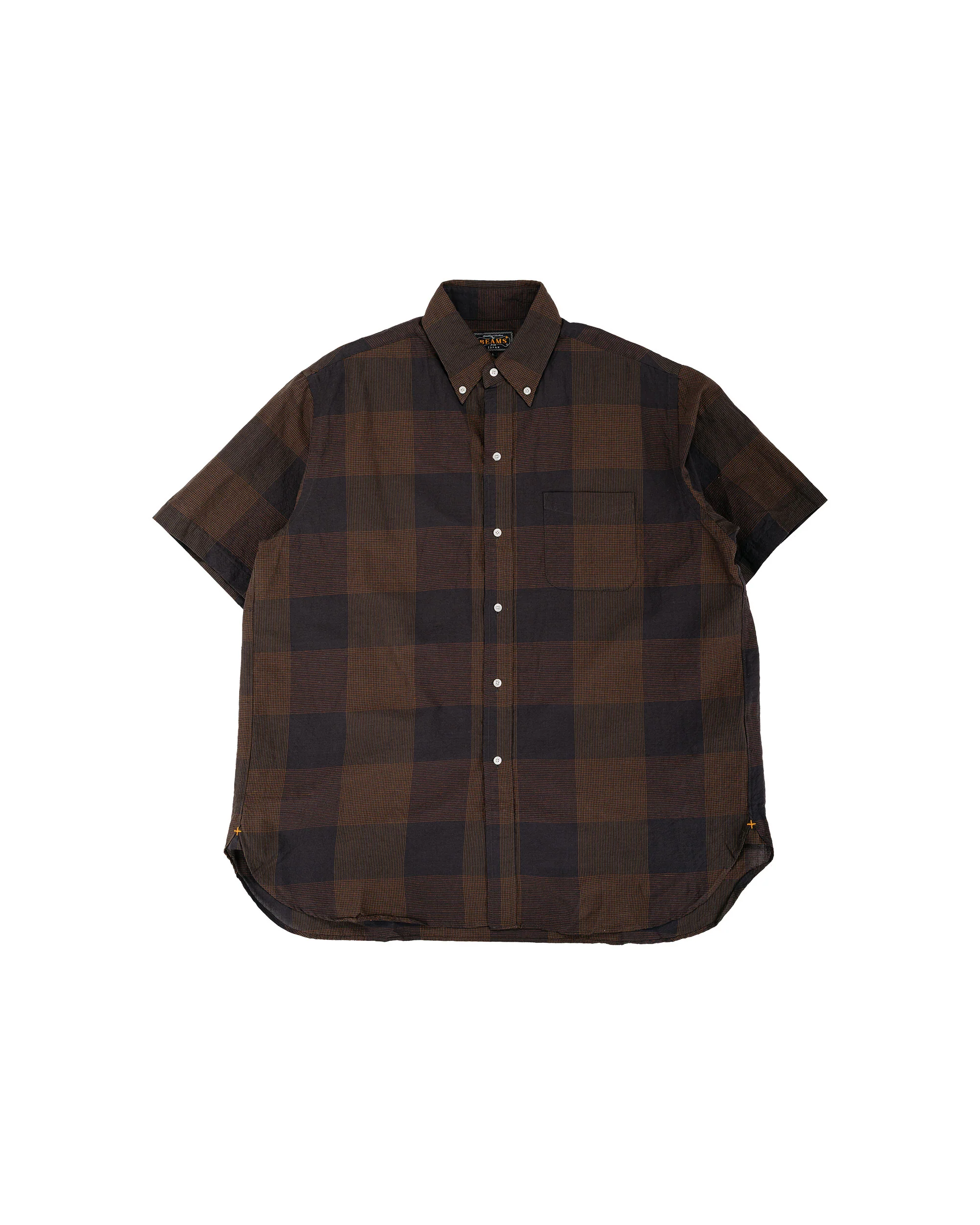 Beams Plus B.D. Classic Fit Cotton Linen Cord Check Black/Brown