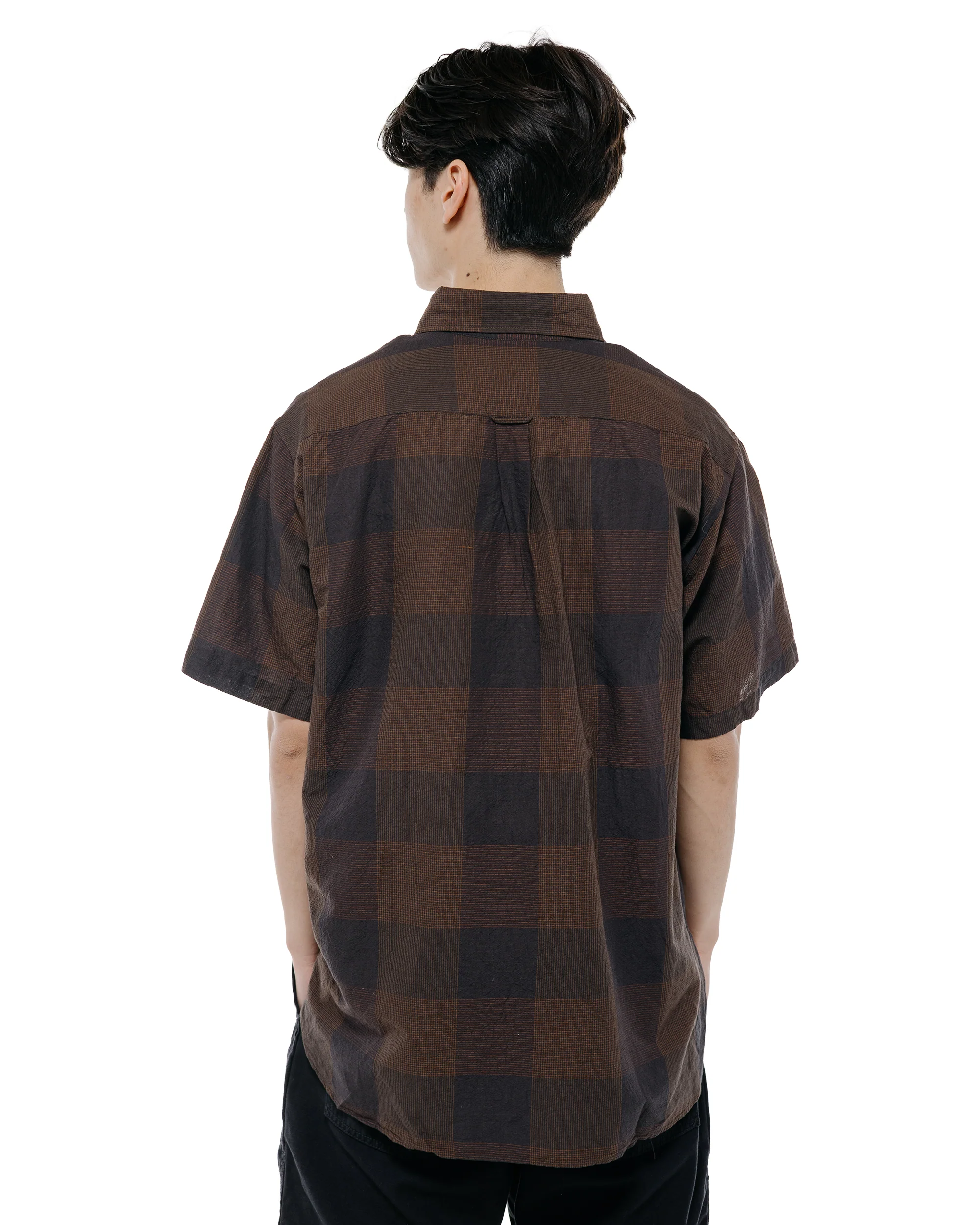 Beams Plus B.D. Classic Fit Cotton Linen Cord Check Black/Brown - Image 4