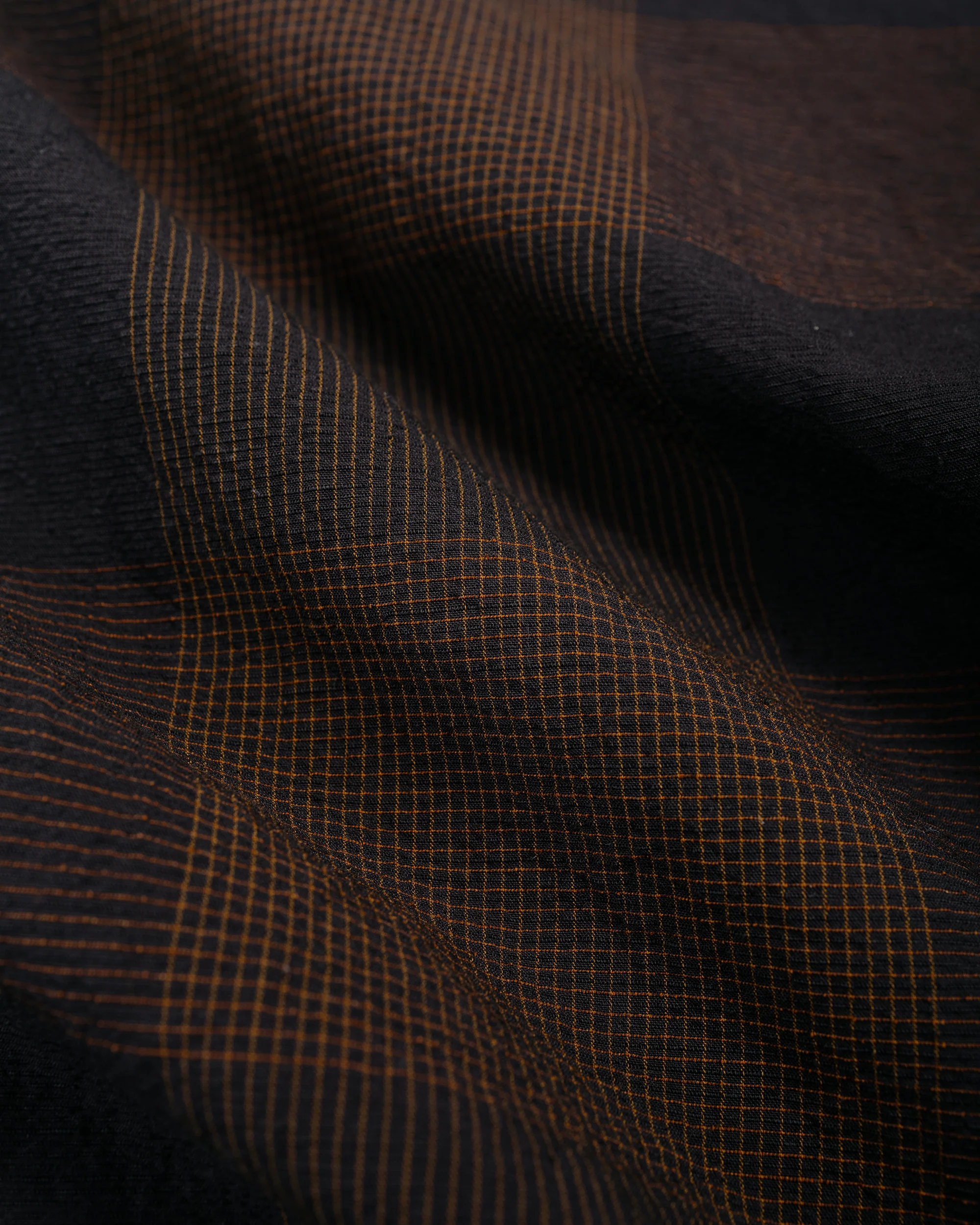Beams Plus B.D. Classic Fit Cotton Linen Cord Check Black/Brown - Image 6