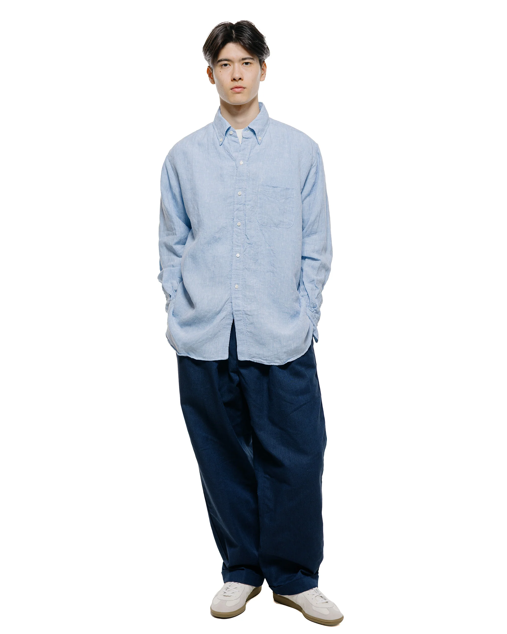 Beams Plus B.D. Classic Fit Linen Chambray Blue - Image 4