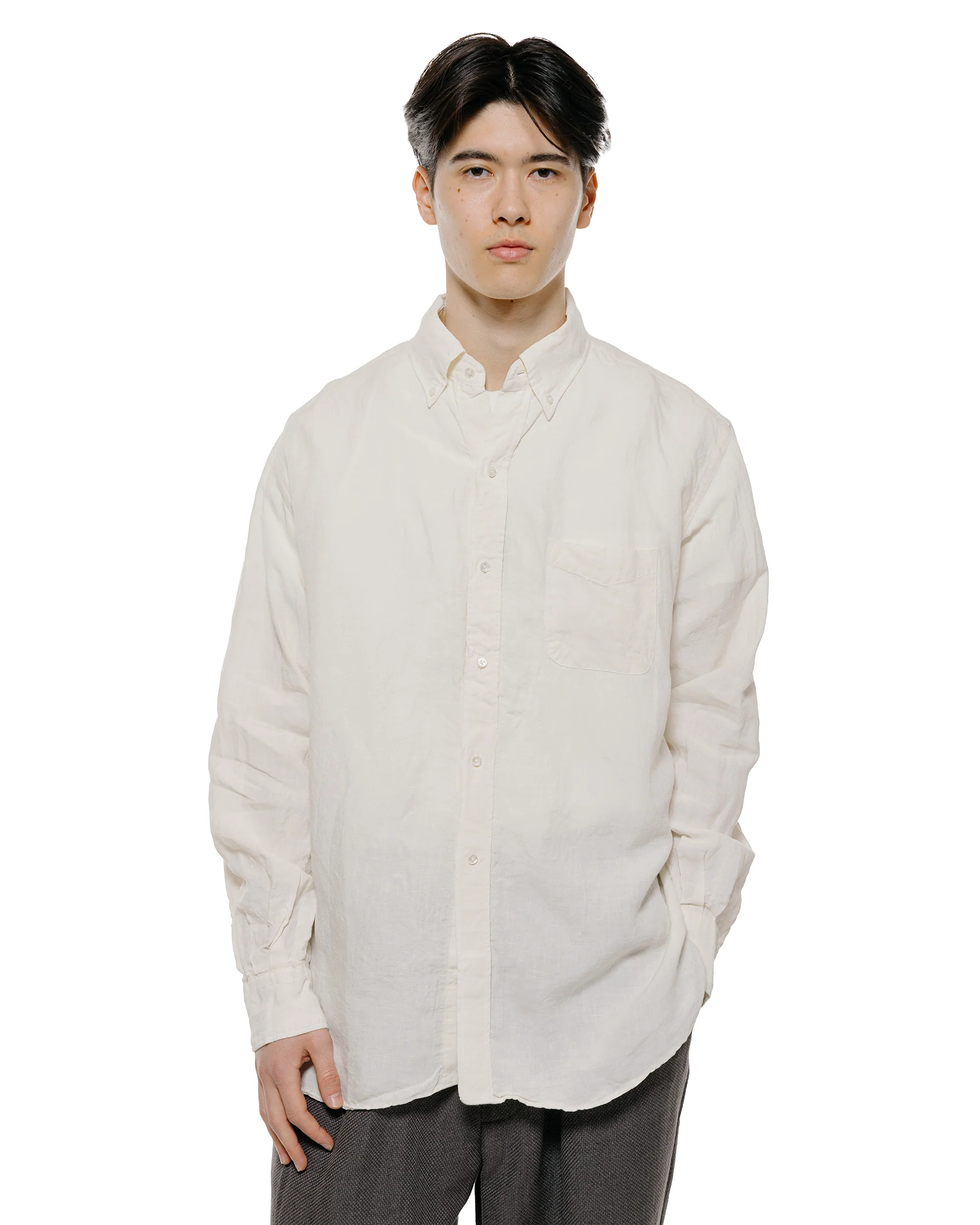Beams Plus B.D. Classic Fit Linen Chambray White - Image 2