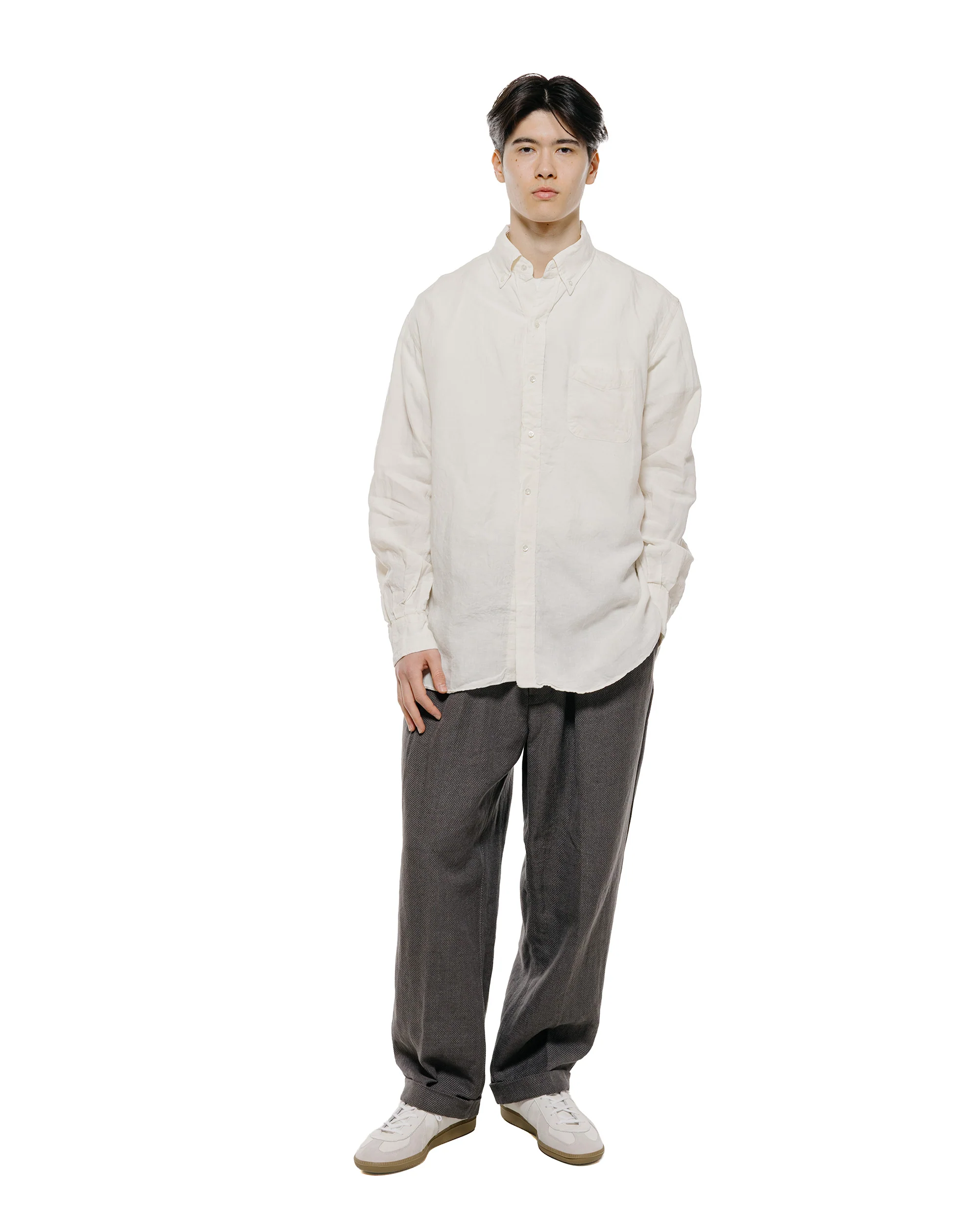 Beams Plus B.D. Classic Fit Linen Chambray White - Image 4