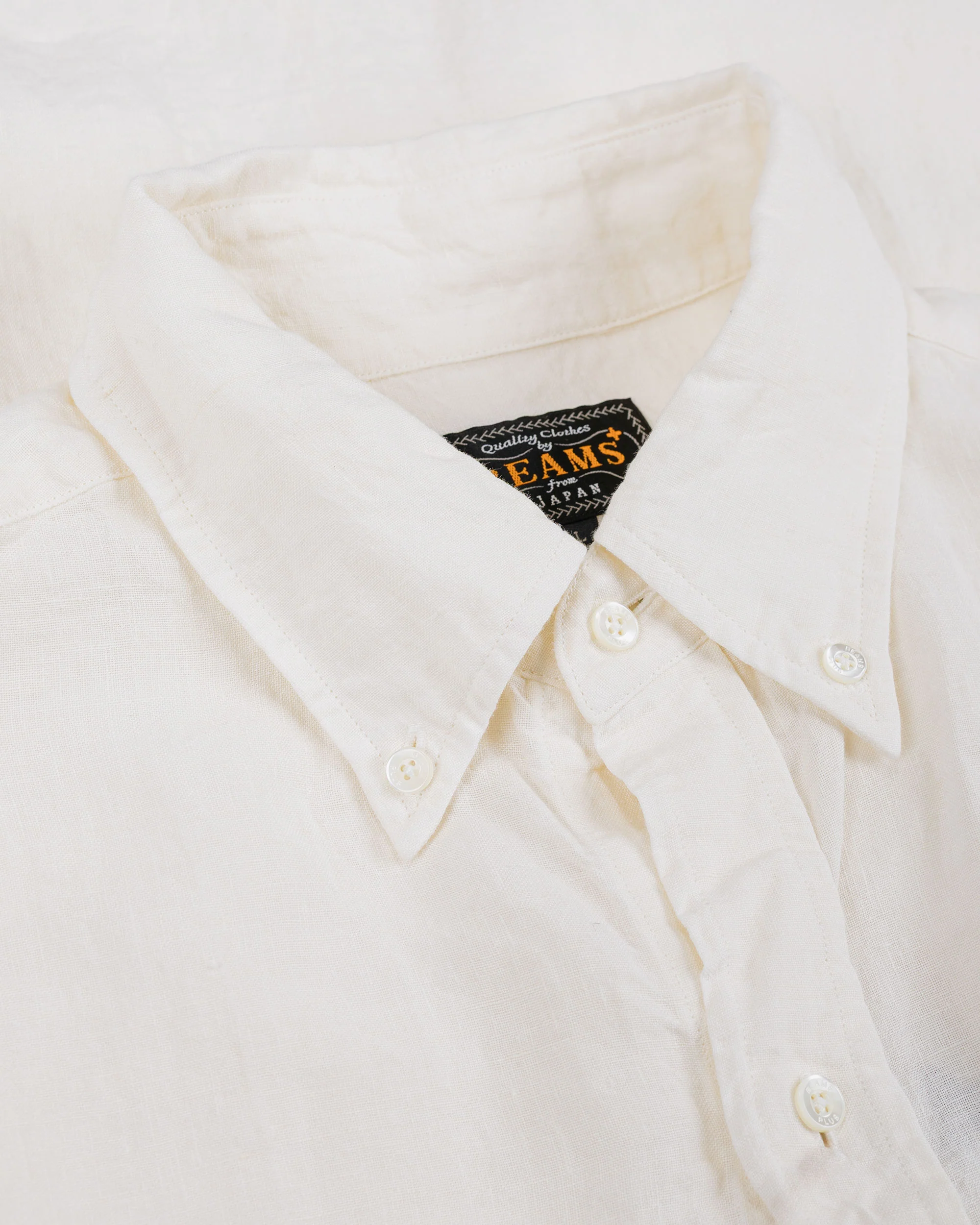 Beams Plus B.D. Classic Fit Linen Chambray White - Image 5