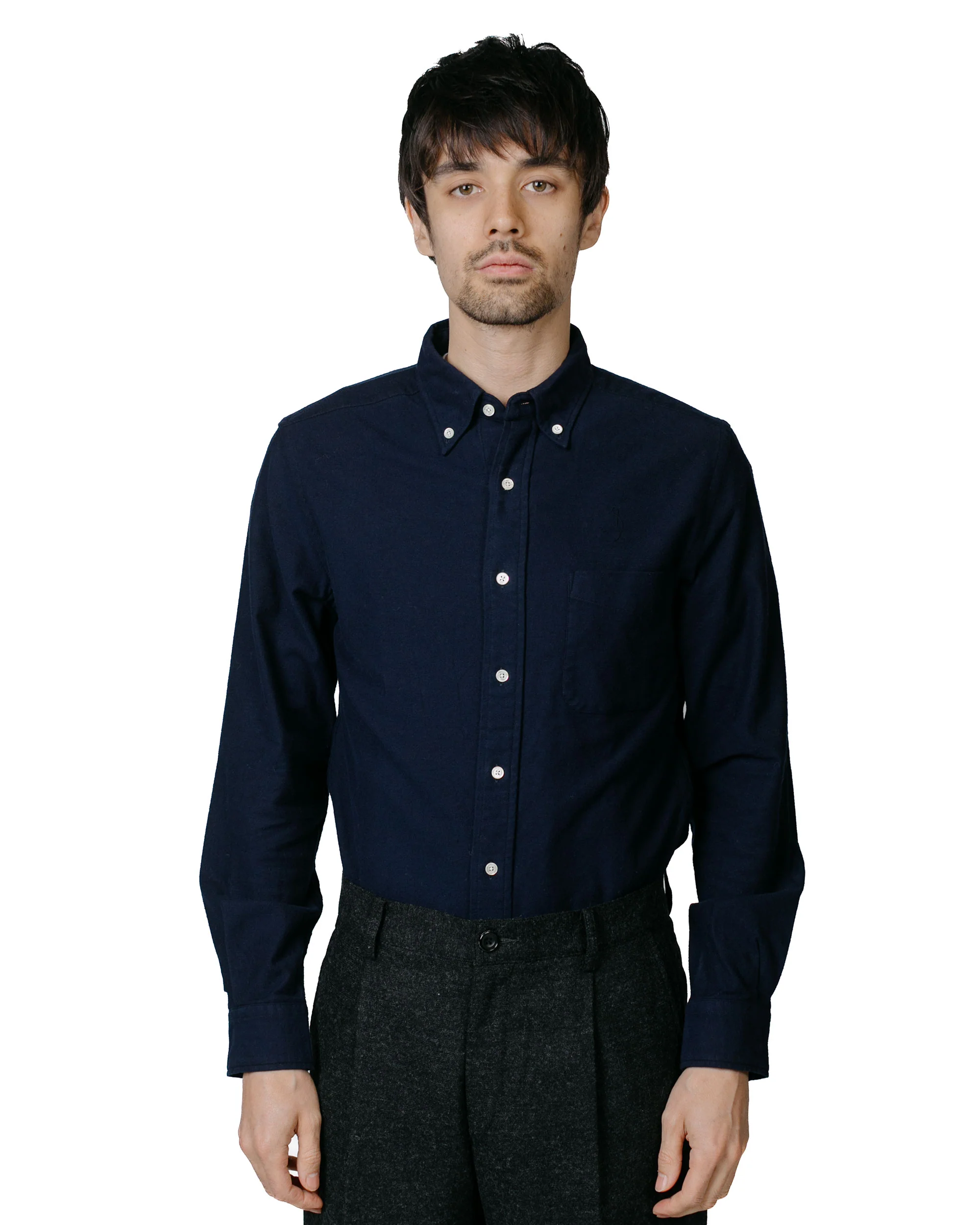 Beams Plus B.D. Flannel Solid Navy - Image 2