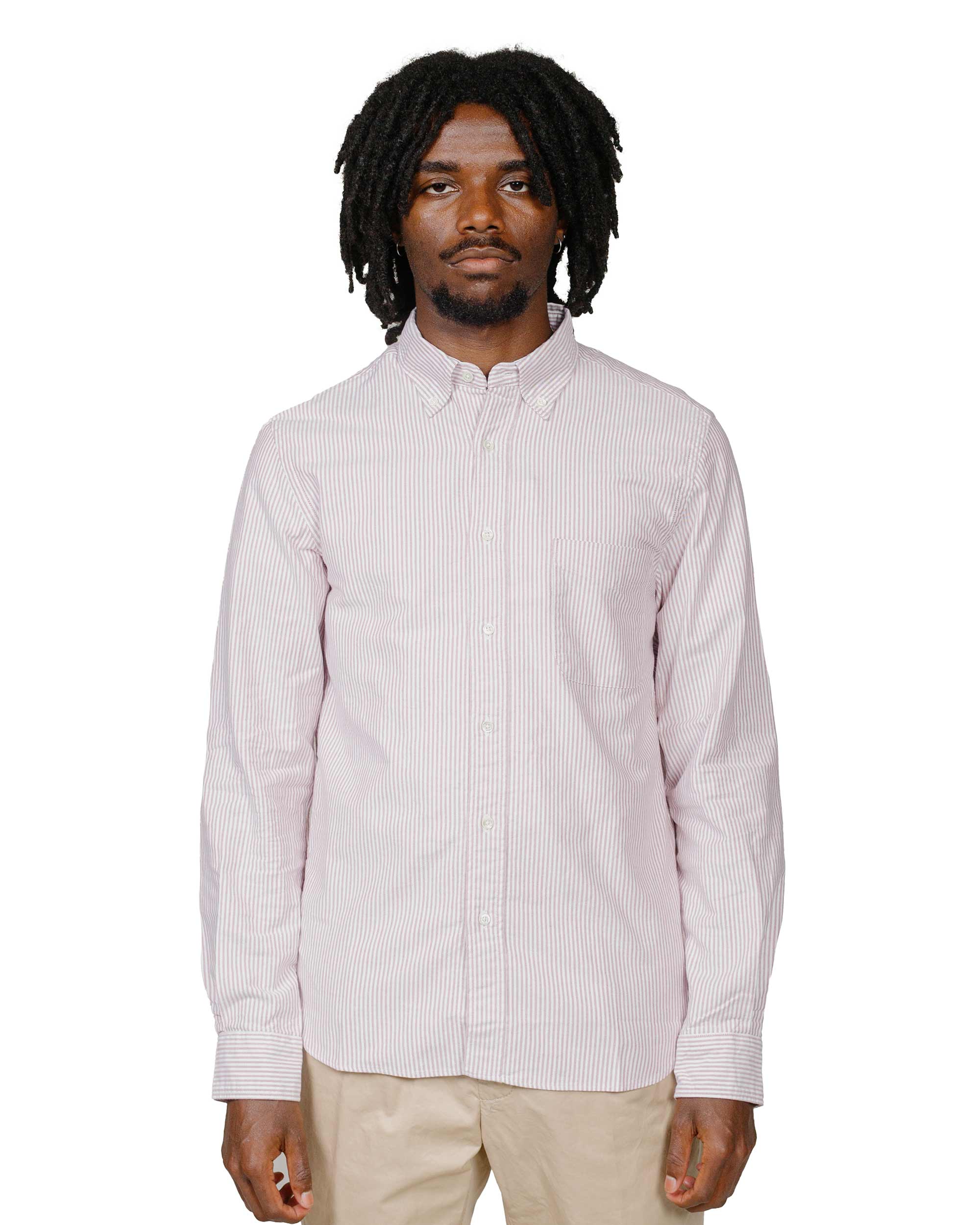 Beams Plus B.D. Oxford Candy Stripe Wine - Image 2