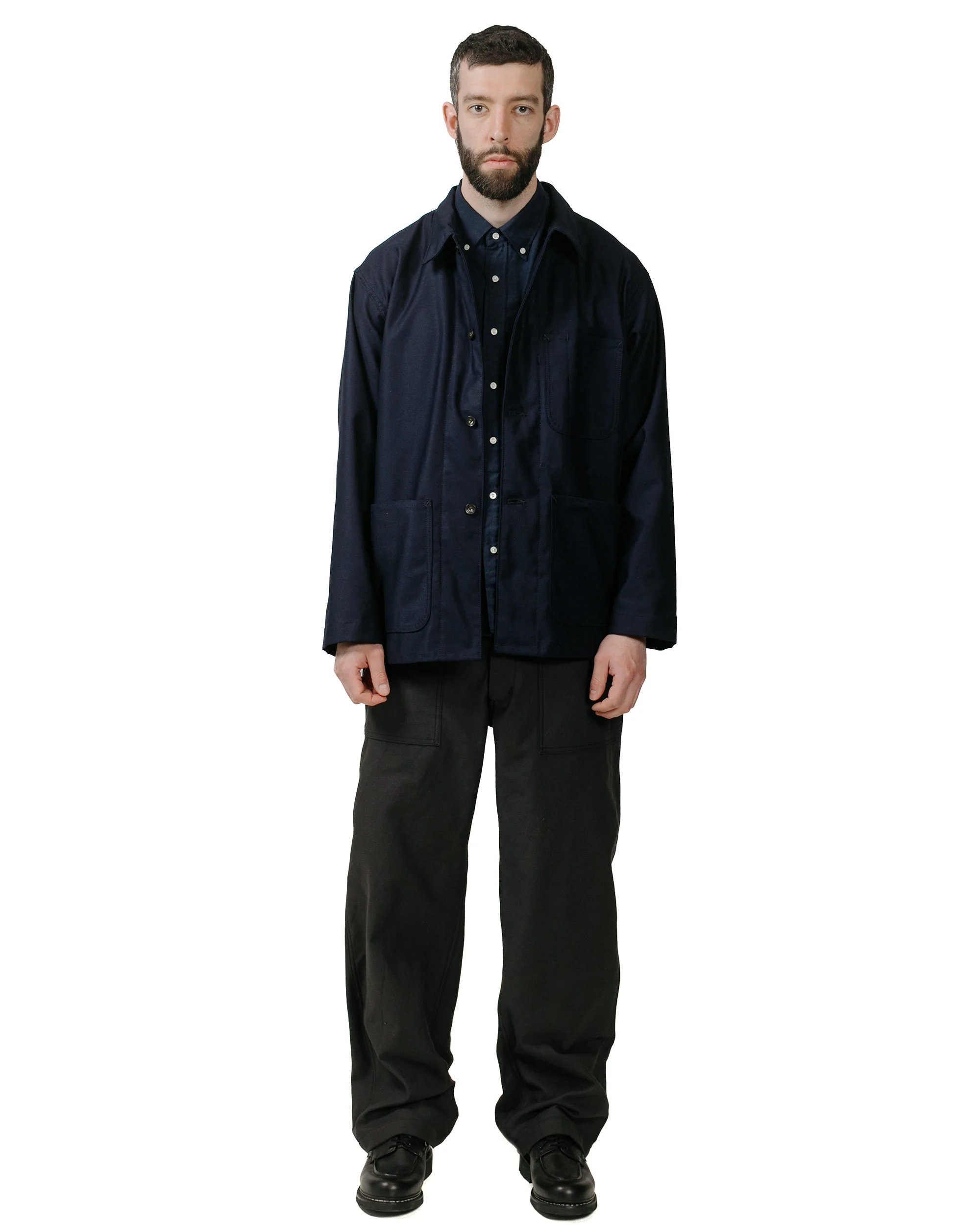 Beams Plus B.D. Short Sleeve COOLMAX® Linen Navy - Image 4
