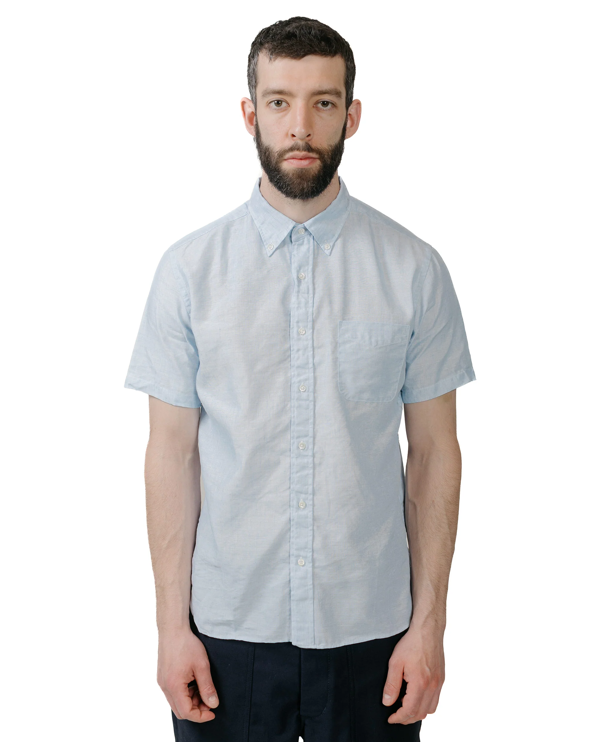 Beams Plus B.D. Short Sleeve COOLMAX® Linen Sax - Image 2