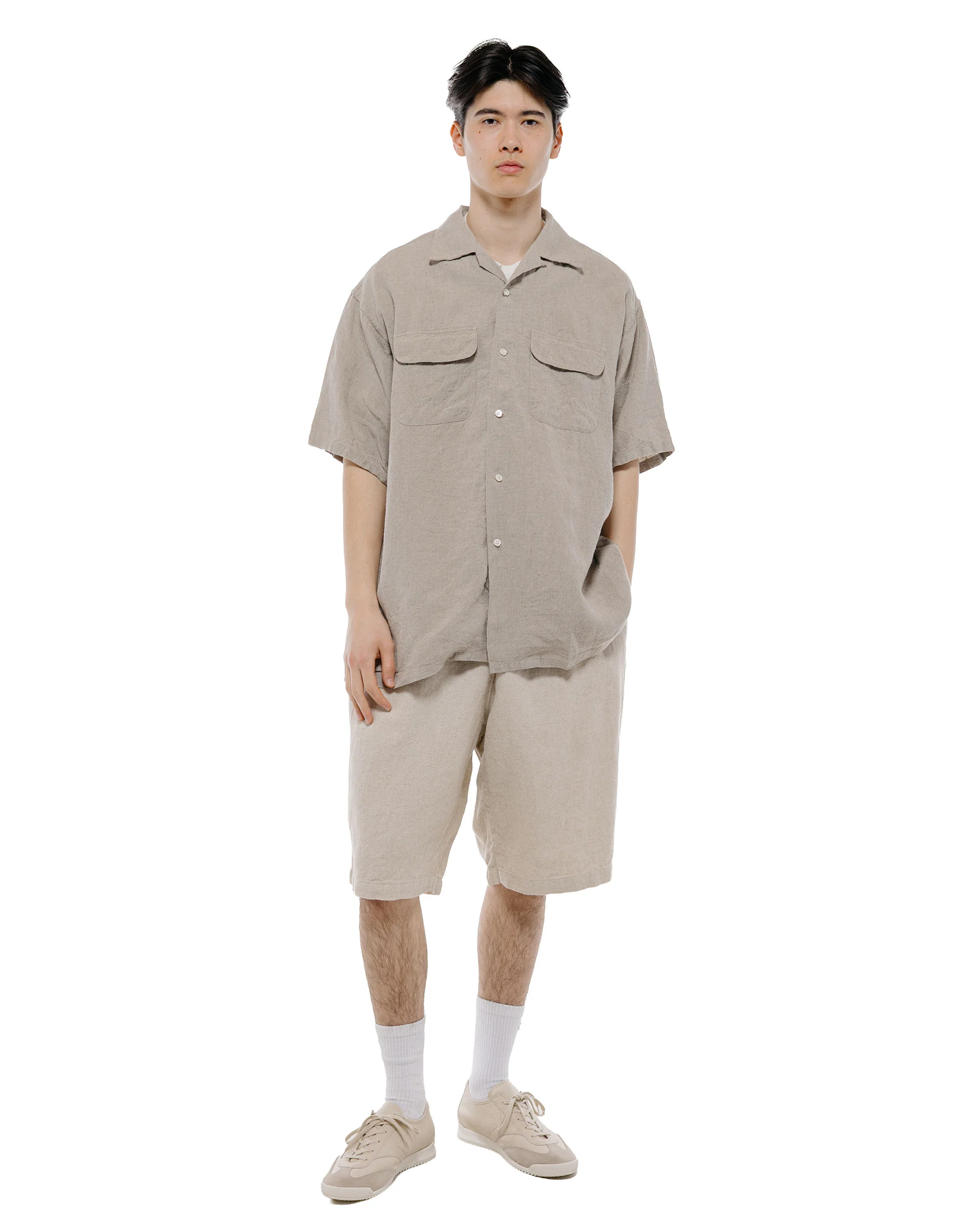Beams Plus Easy Shorts Cotton Linen Off White - Image 5
