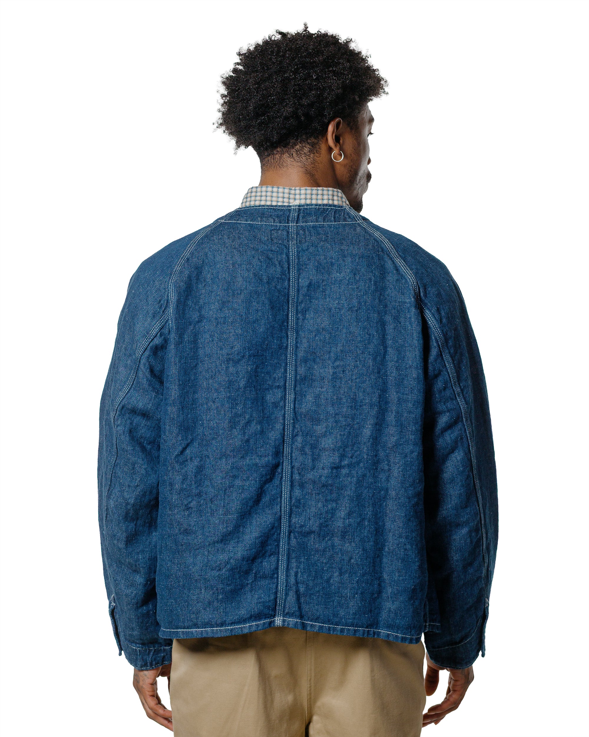 Beams Plus Engineer Jacket Twill Linen Indigo - Image 3