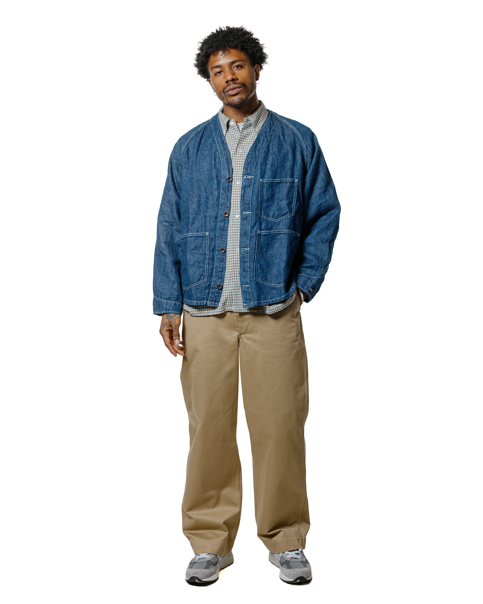 Beams Plus Engineer Jacket Twill Linen Indigo - Image 4