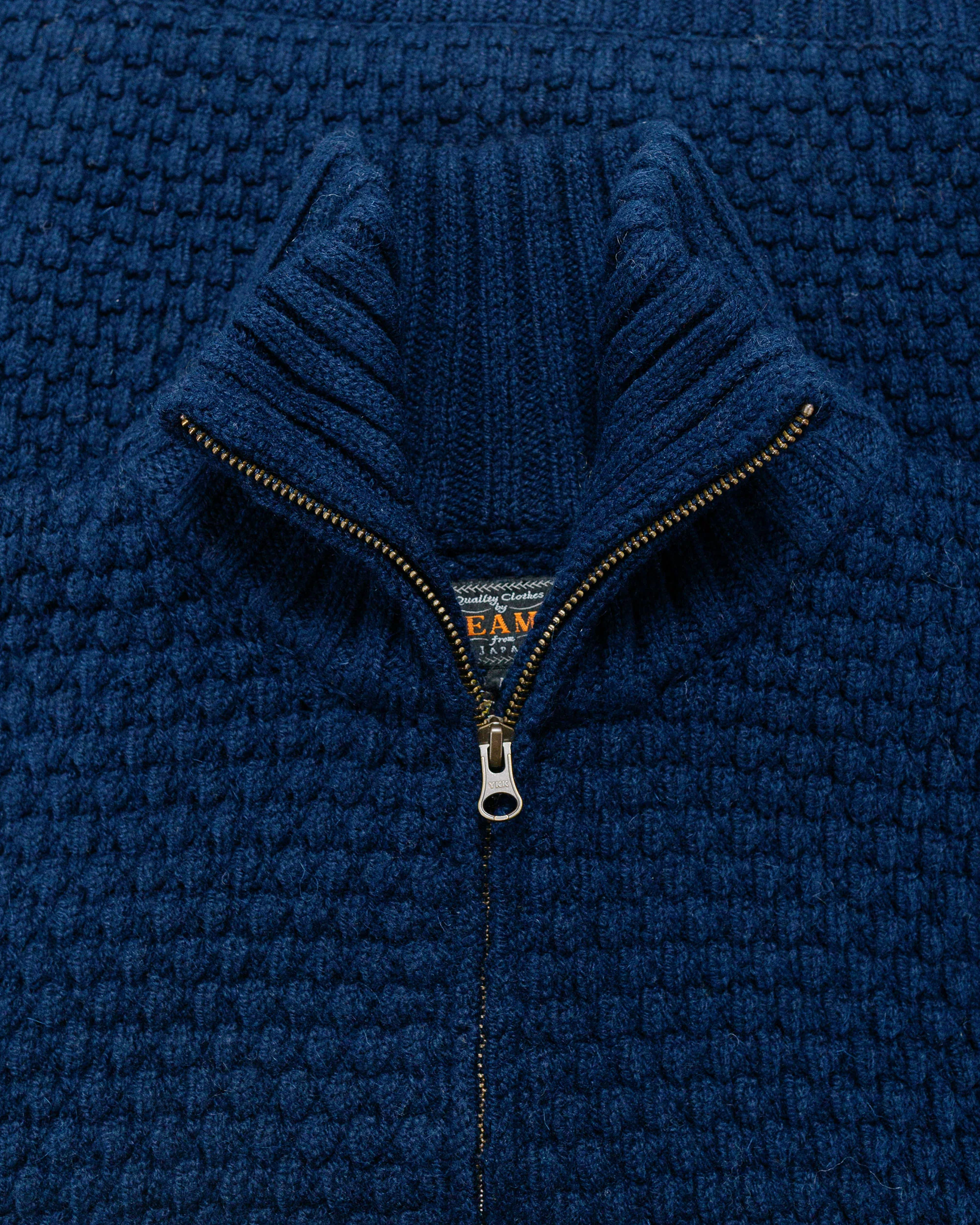 Beams Plus Full Zip Popcorn Pattern Navy - Image 5