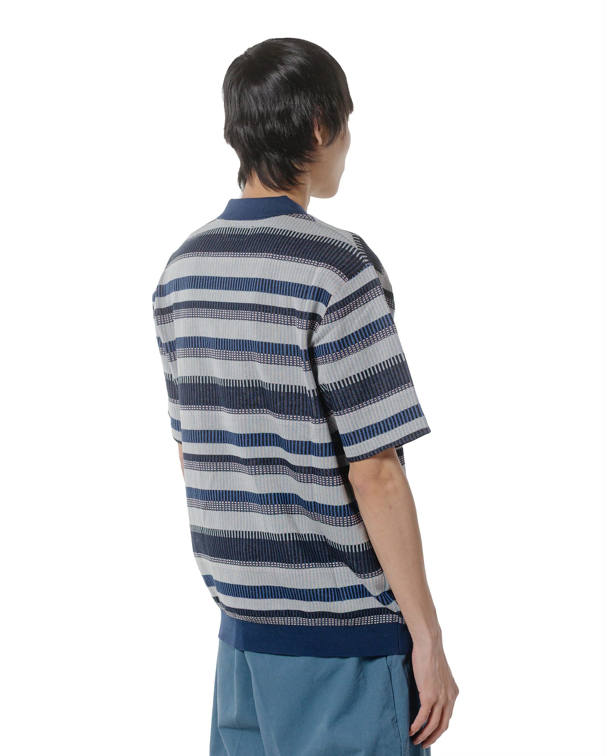 Beams Plus Half Zip Knit Polo Navy - Image 3
