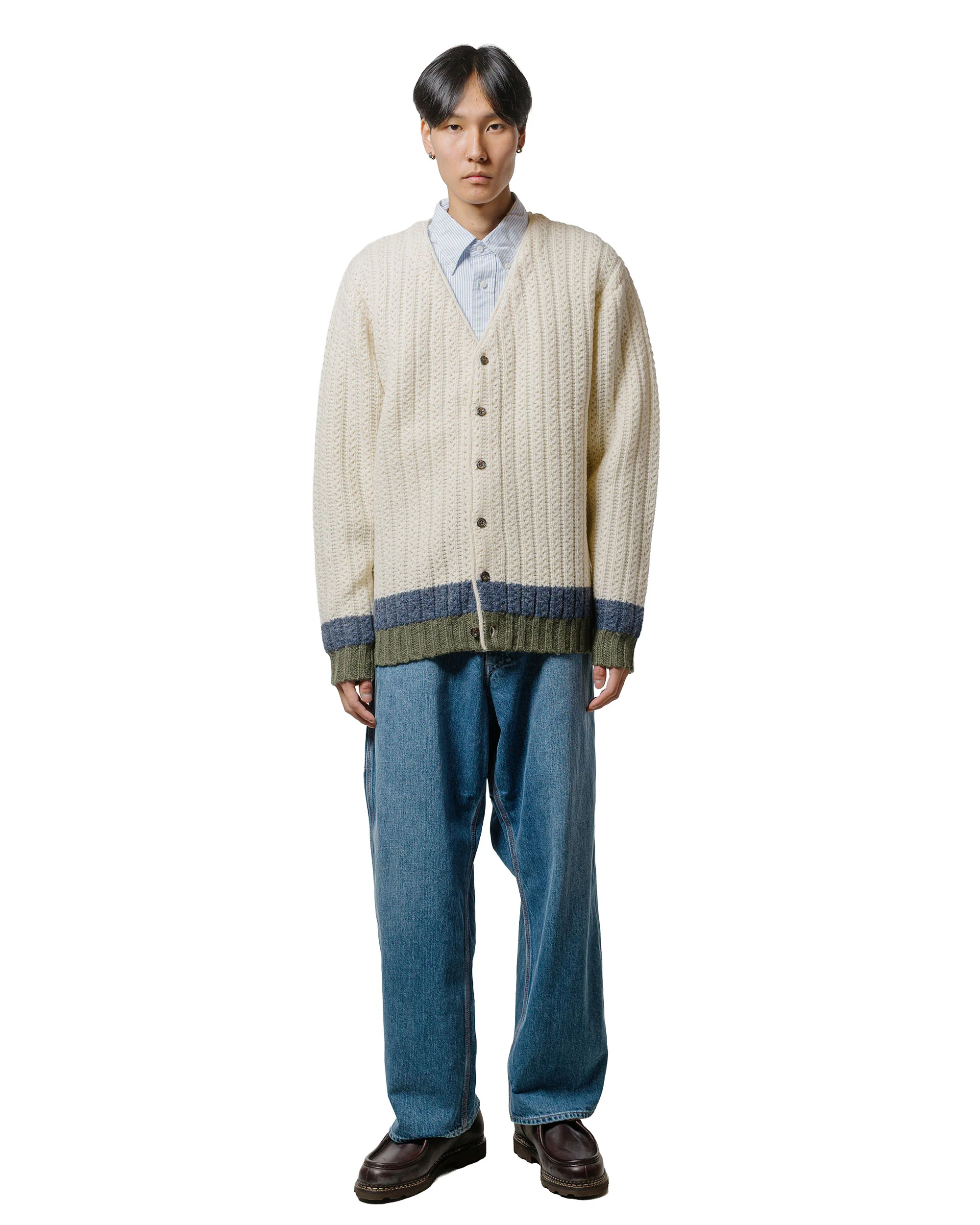 Beams Plus Hem Line Cardigan White - Image 4