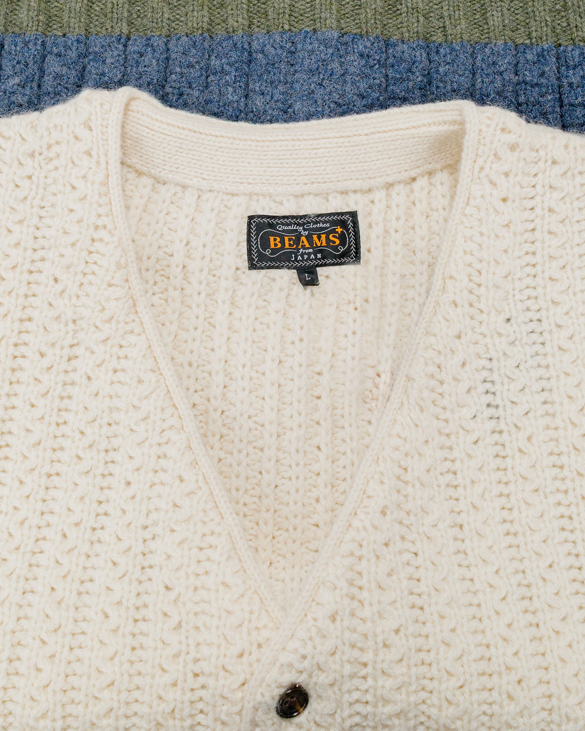 Beams Plus Hem Line Cardigan White - Image 5