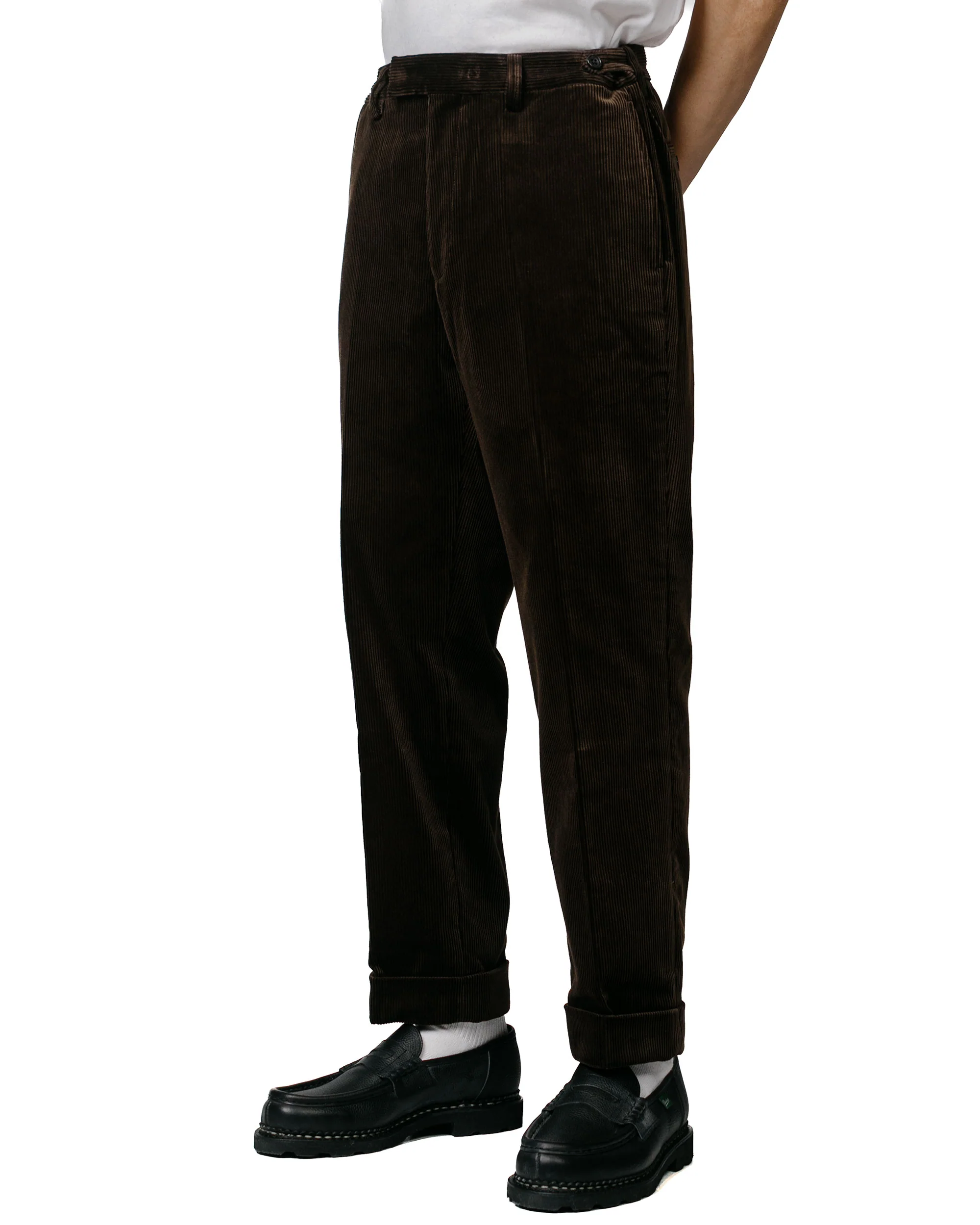 Beams Plus Ivy Trousers Ankle-Cut Corduroy Dark Brown - Image 2