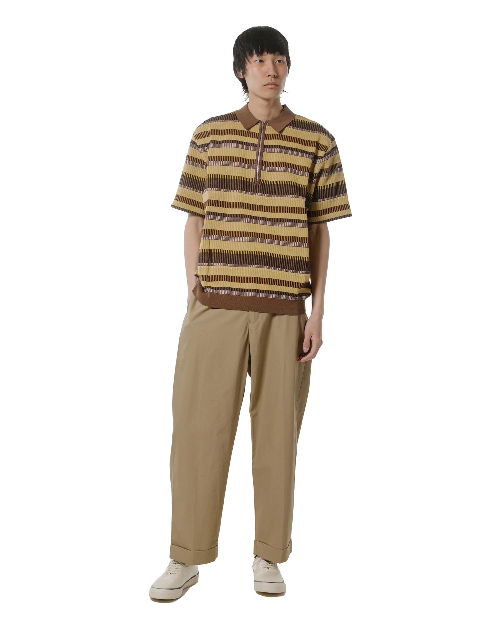 Beams Plus IVY Trousers Wide High Density Cotton Beige - Image 4