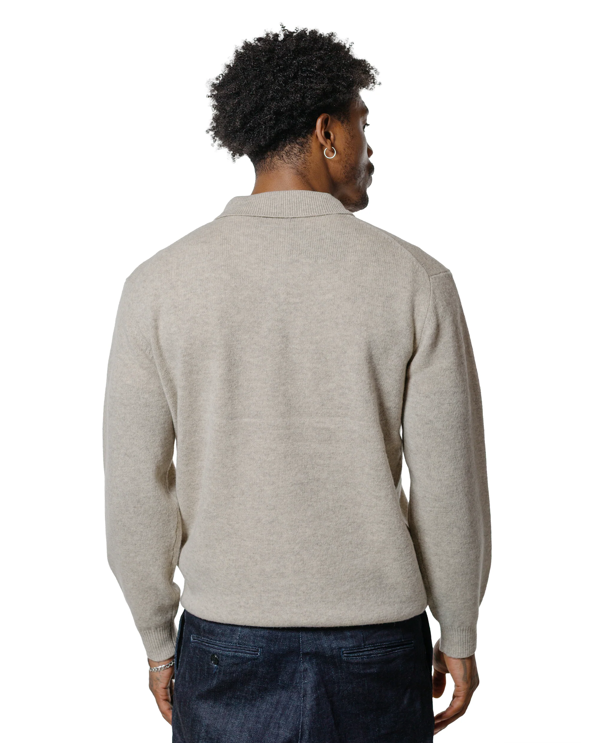Beams Plus Knit Polo 9G Beige - Image 3