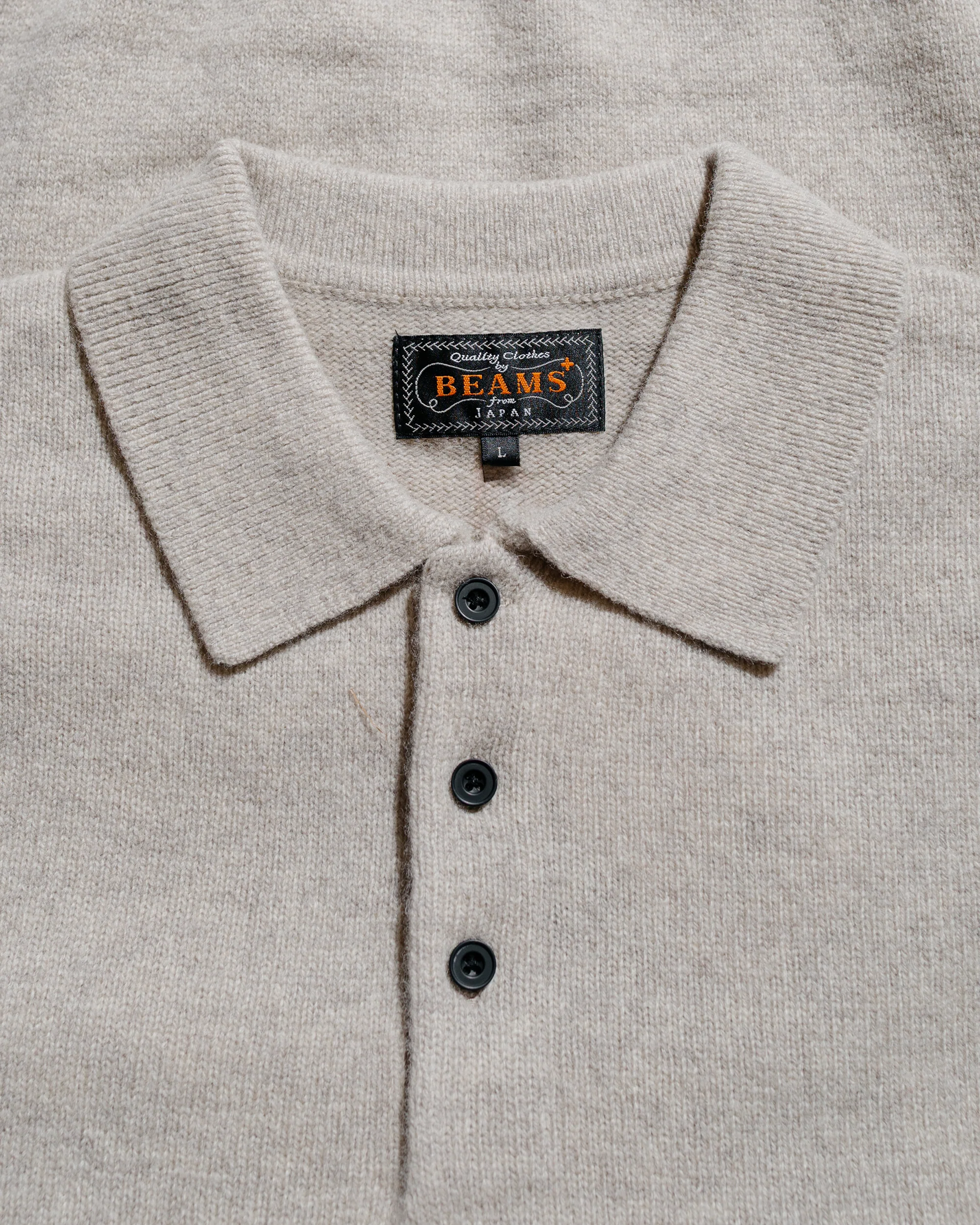 Beams Plus Knit Polo 9G Beige - Image 4